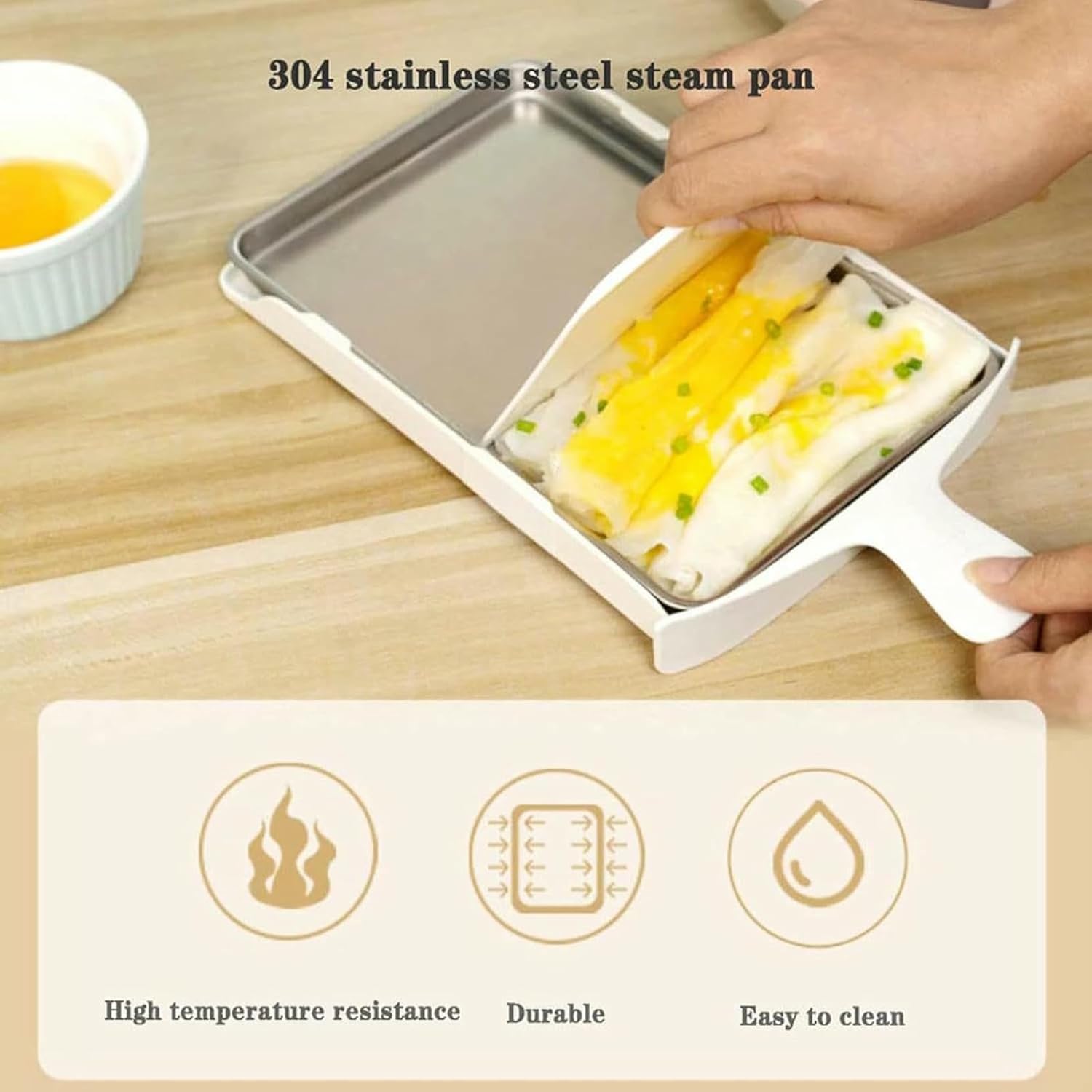 Rice Noodle Roll Steamer Machine, 2-Layer Cheung Fun Maker with Removable Trays & Openable Cover, for Chinese Dim Sum, Breakfast Sausages & Homemade Rice Rolls