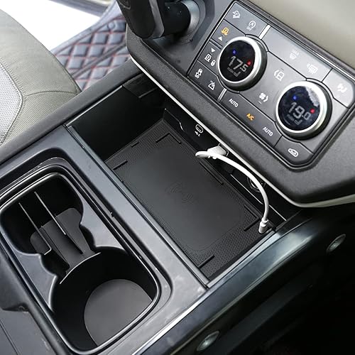 Miniatura 4 de Caja de almacenamiento de plástico ABS para consola central de automóvil, caja de almacenamiento, cargador de carga inalámbrico para Land Rover