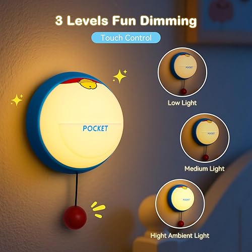 Miniatura 2 de Luz nocturna linda para niños, lámpara de noche regulable de 3 niveles montada en la pared, regalos de luz blanda de silicona, lámpara táctil