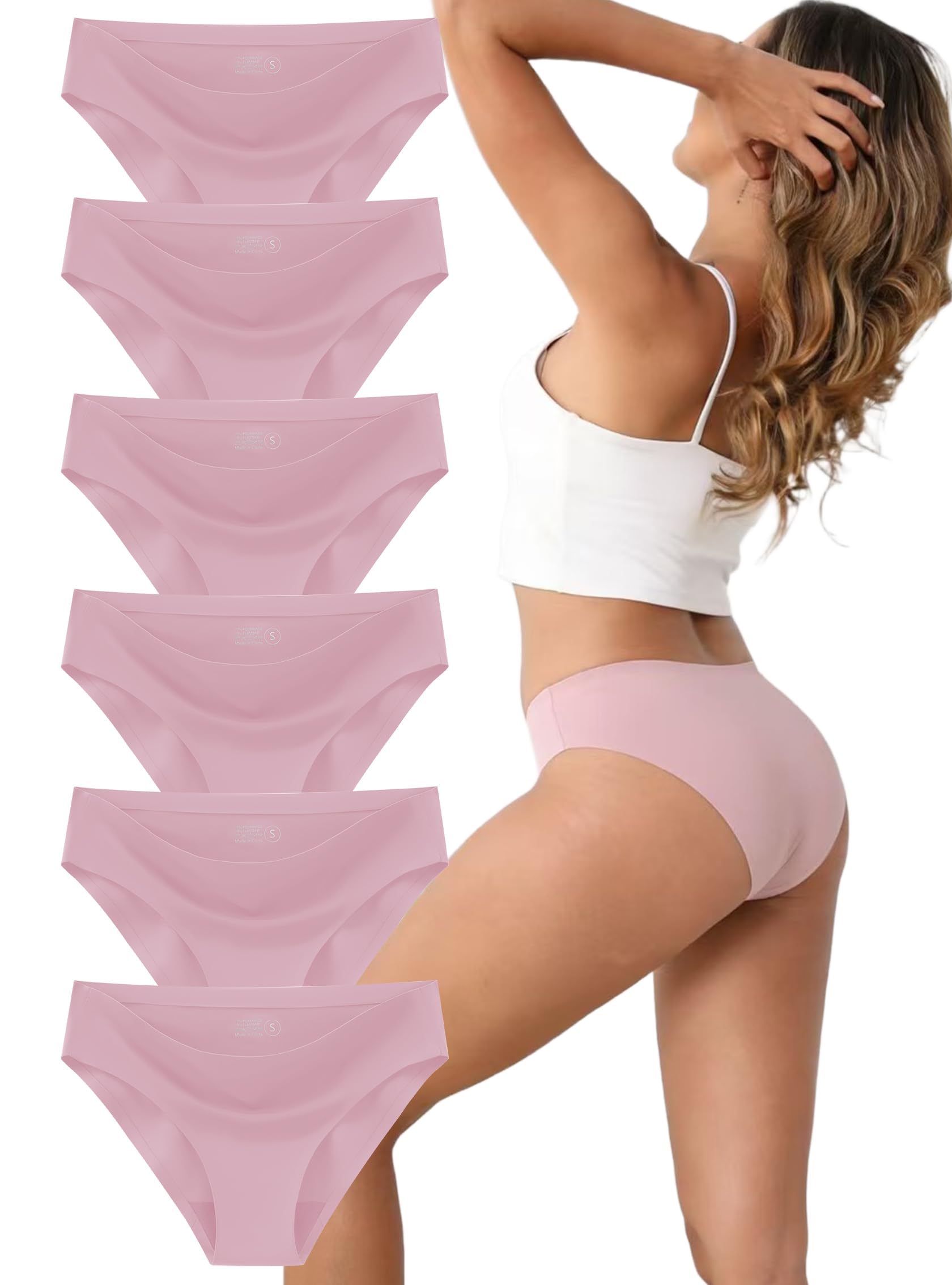 Women's Seamless Underwear Stretch Bikini Panties No Show Invisible Hipster XS to 3XL 6 Pack