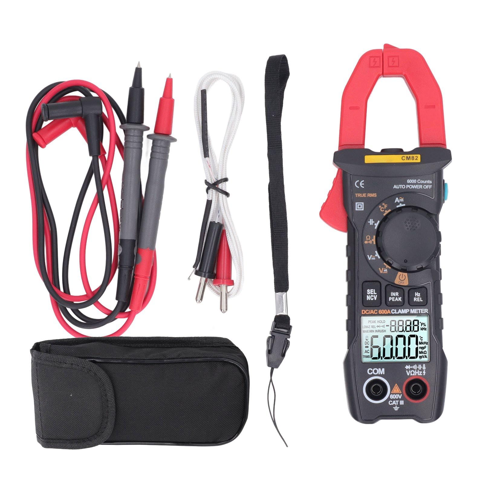 Multimetro a pinza digitale 600A AC DC Tester di capacità di tensione e temperatura ad alta precisione con rilevamento della tensione senza NCV per elettricisti Tecnici Materiale