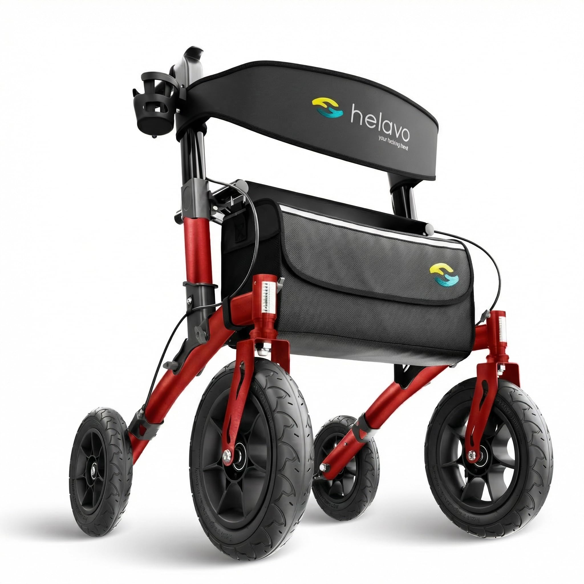 Helavo All Terrain Walker, 12" Solid Rubber Tires, Outdoor Rollator Walker — Amazon image 10
