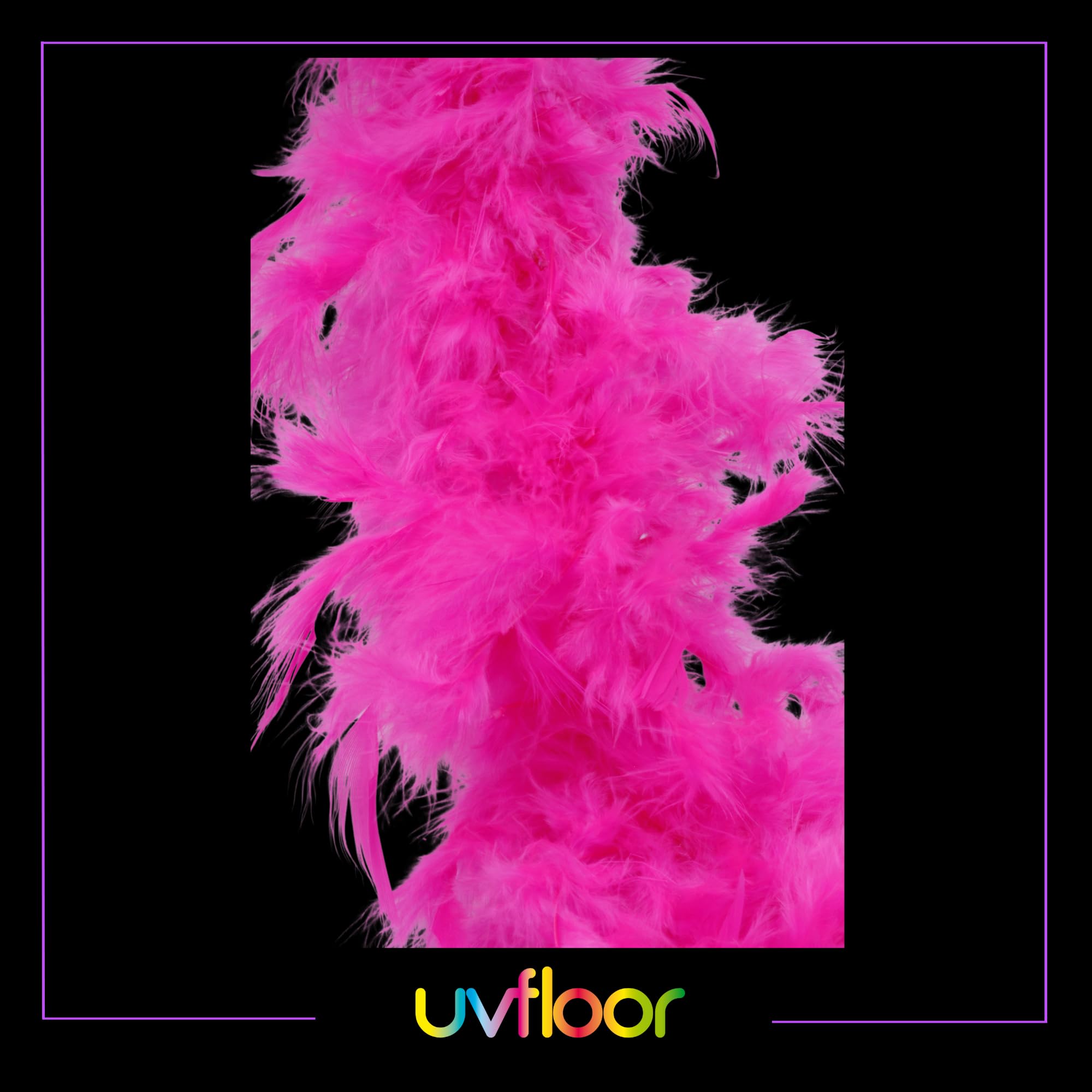 UV FLOOR - Boa En Plumes Fluo - Qualité Premium - Accessoire Fluorescent - Fête - Déguisement - 1m80 - Rose Fluo