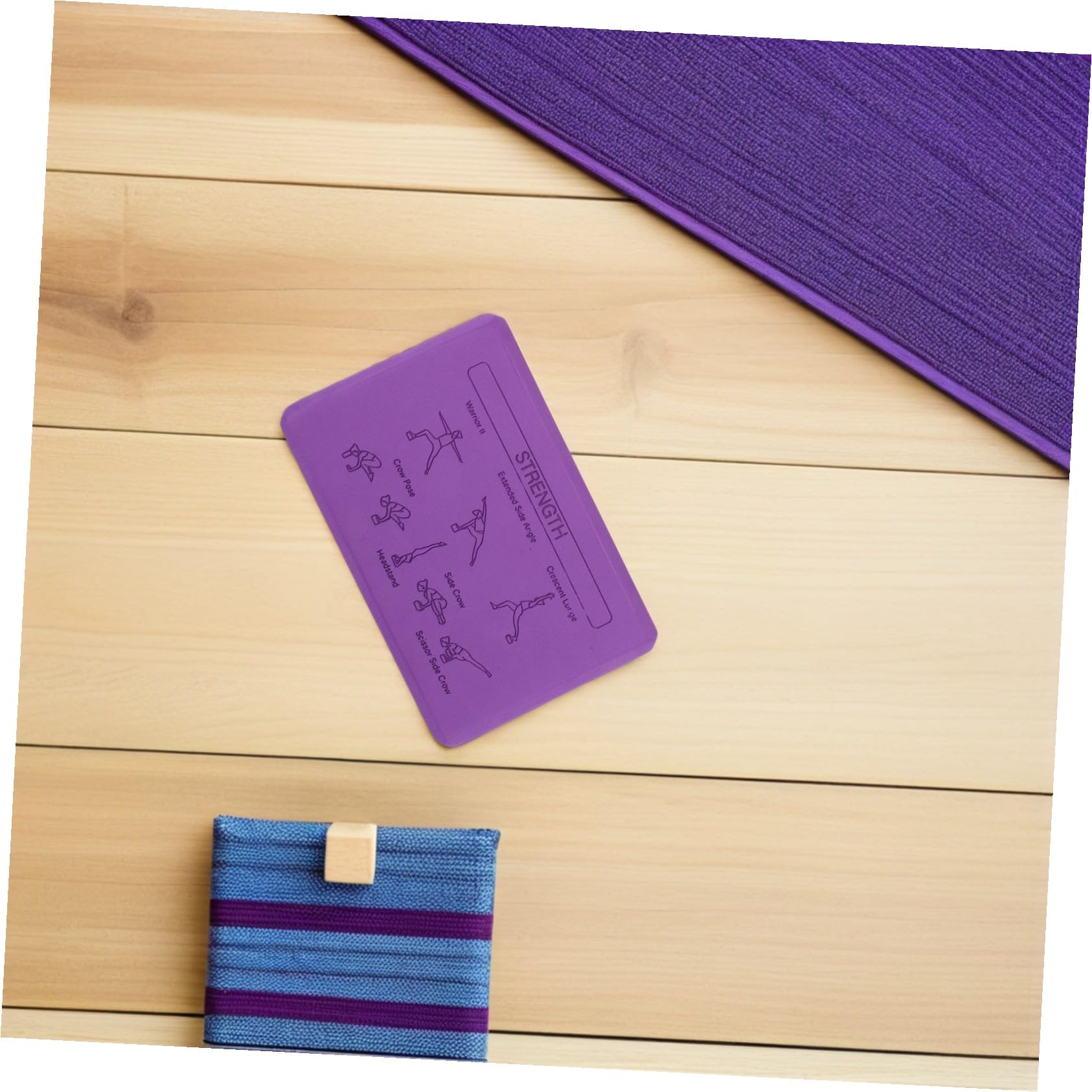 WOONEKY Bloques de Yoga de Espuma Eva de Alta Densidad y Peso Ligero con Correa para Ejercicios de Estiramiento y Entrenamiento de Equilibrio en Rutinas de Fitness