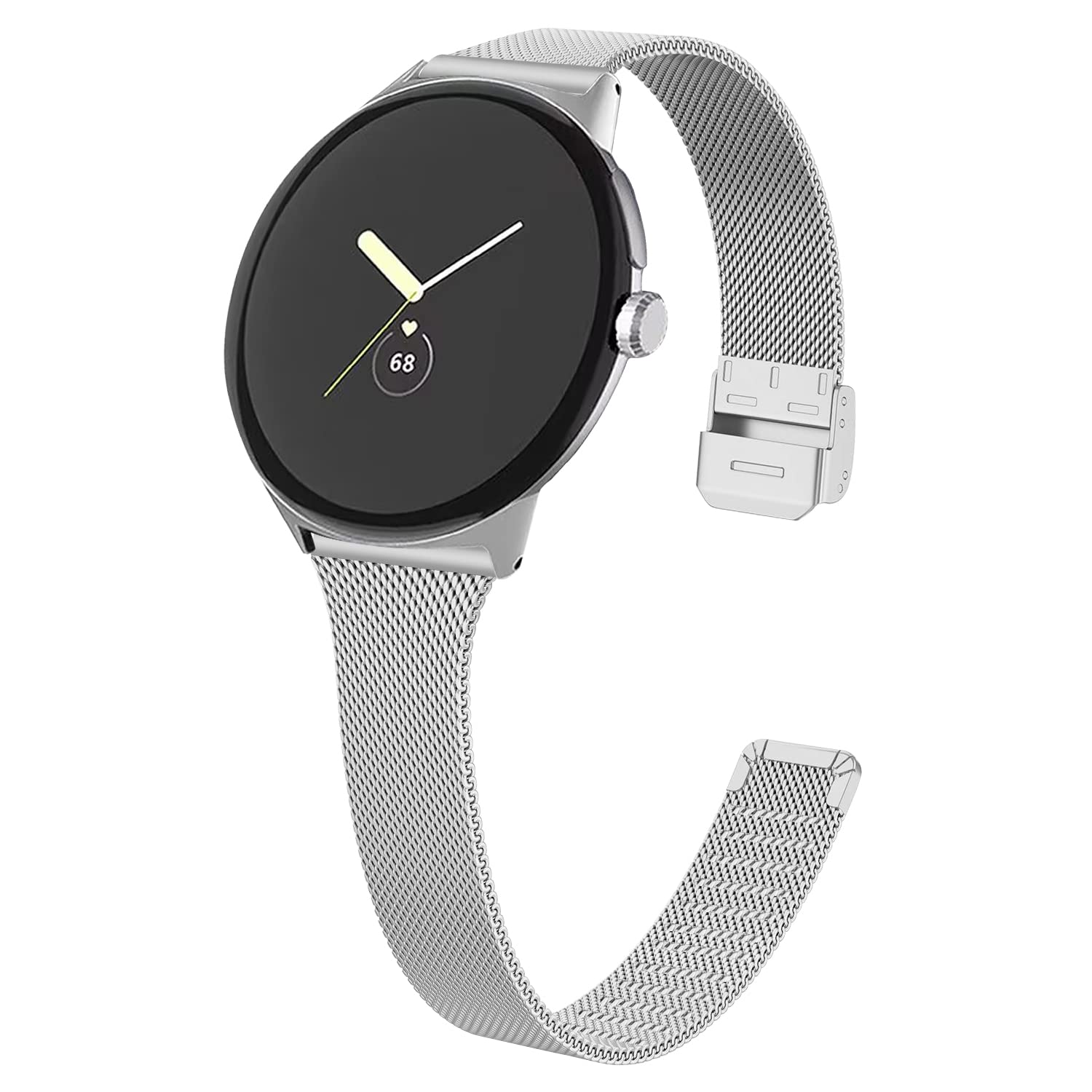FitTurn Slim Metal Bands for Google Pixel Watch 4 3 41mm/2 1 Band Women Men, Grids Thin Stainless Steel Mesh Loop Snap Clasp Strap Replacement for