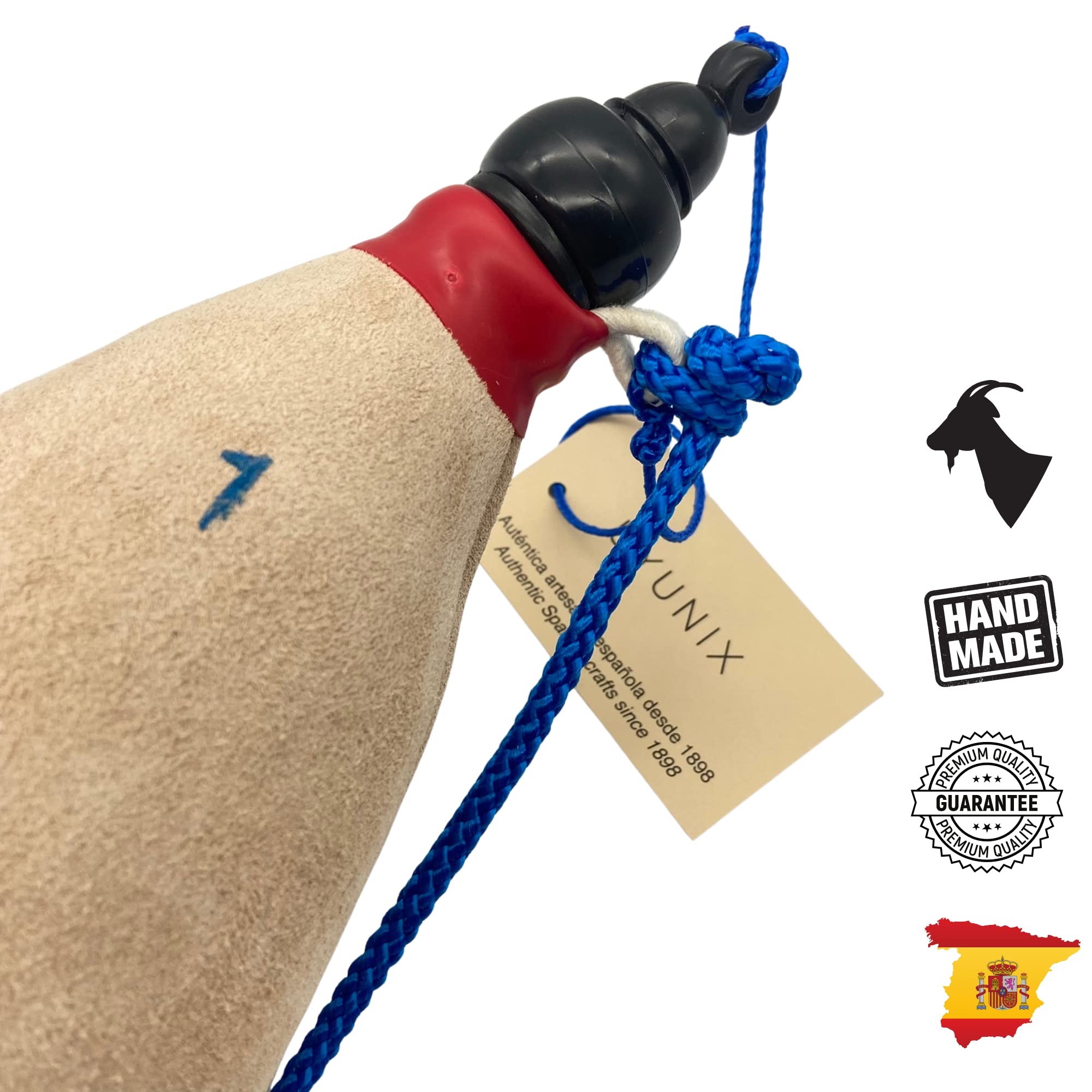 Gourde en Cuir Premium Outre de Vin Cuir de Chèvre Couleur naturelle Intérieur Latex Gourde Ancienne Botas pour le Transport et le Stockage de Boissons Disponible en 1L, 1.5L et 2L (1L)