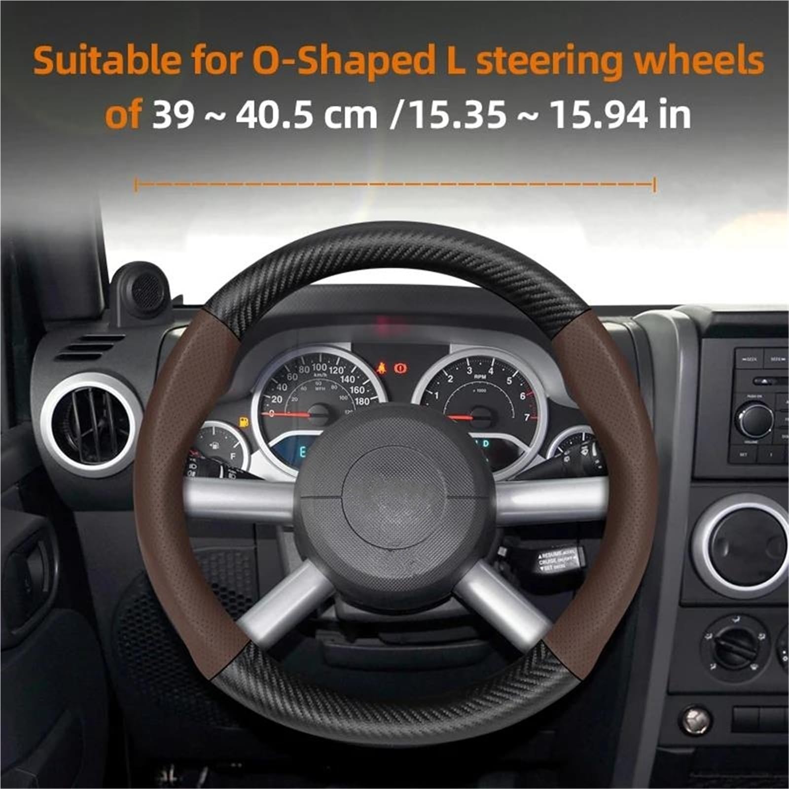 Cubierta Volante Funda De Volante para Jeep para Compass para Wrangler JK JL para Renegade para Grand para Cherokee Cubre Volante Coche(Mocha Carbon L)