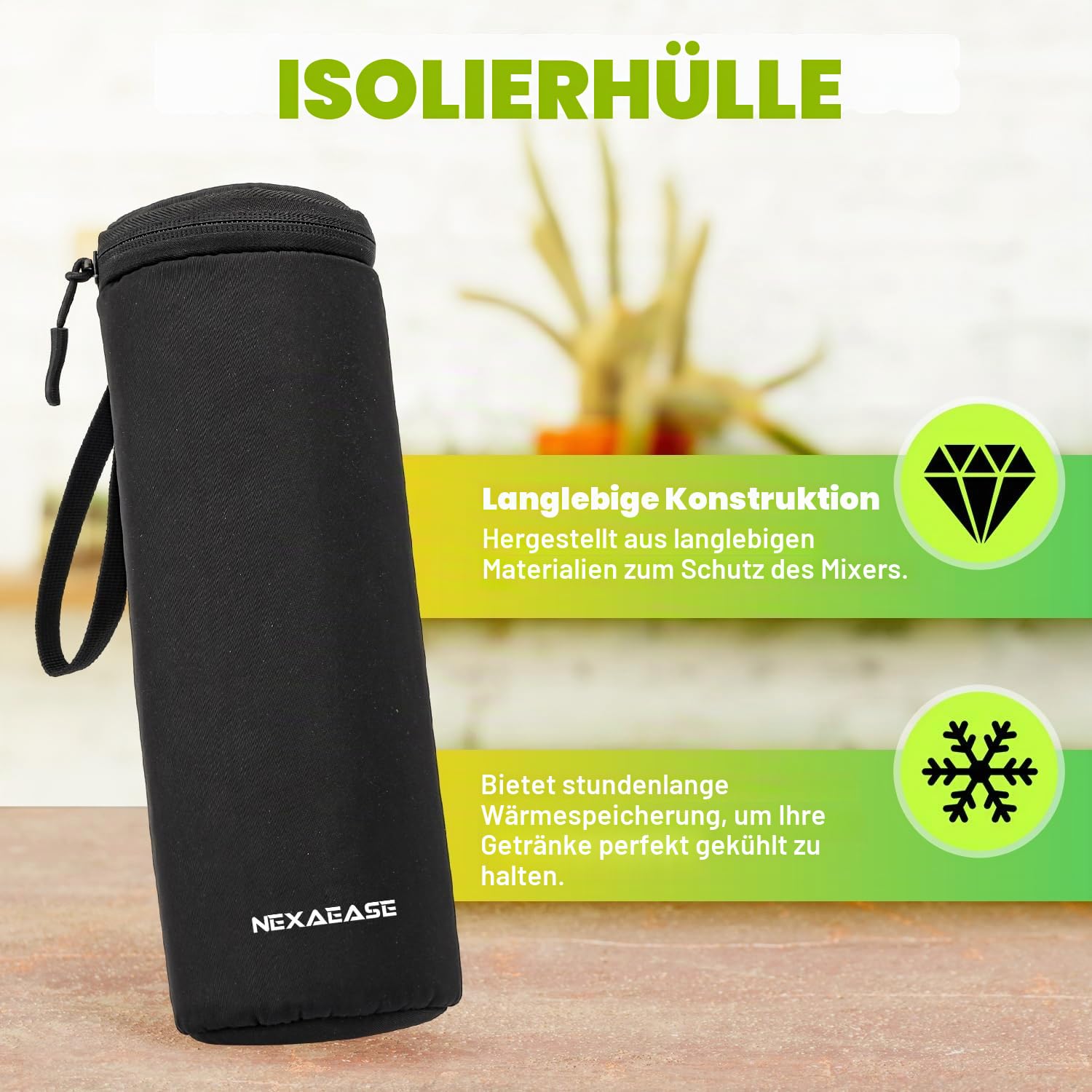Tragbarer Mixer Smoothie Maker - 600ml Mini Standmixer to Go - 6 Klingen, Reisedeckel und Isolierte Hülle - USB Wiederaufladbar Blender Protein Shaker Bottle für Küche, Reise, Büro, Fitness, Camper