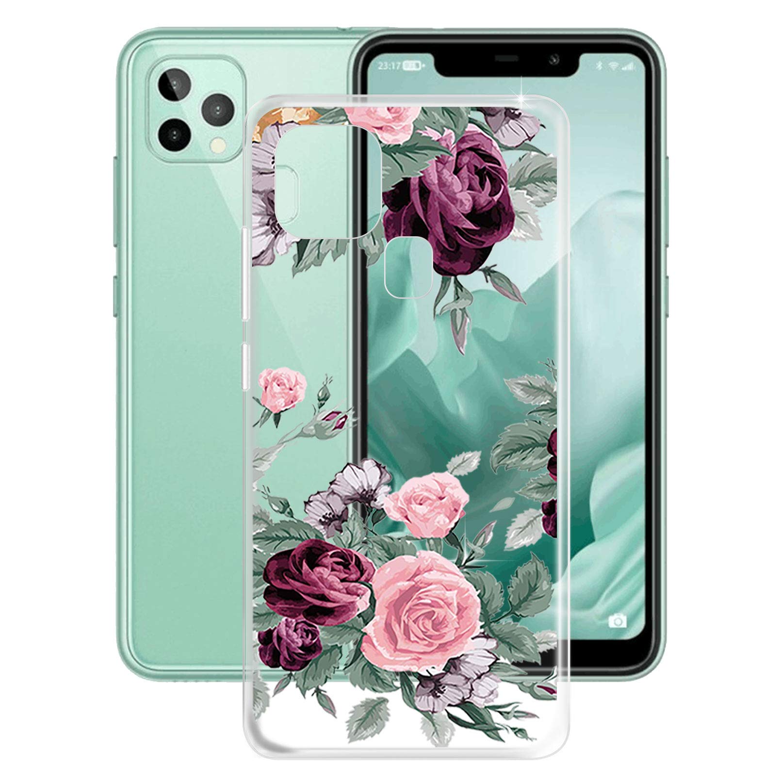 HHUAN Phone Case for Oukitel C22 Pro (5.86 inch), Transparent Anti-Yellowing Soft Silicone TPU Bumper Protective Shell Case, Shock Absorption Phone Cover for Oukitel C22 Pro - YQ12