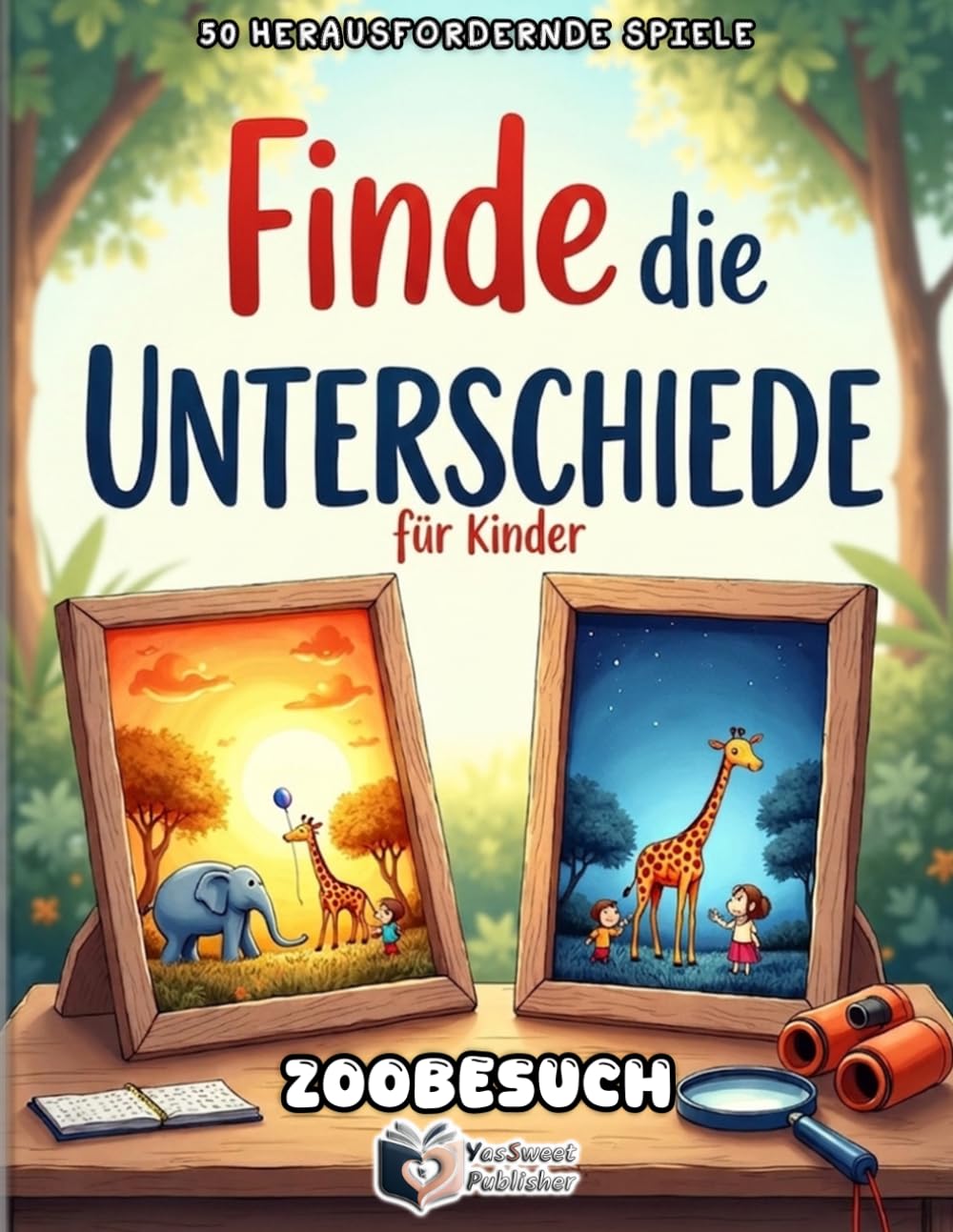 Finde die Unterschiede für Kinder - Zoobesuch: Safari-Abenteuer mit 50 kunterbunten Rätseln. Fehler finden und Konzentration testen!