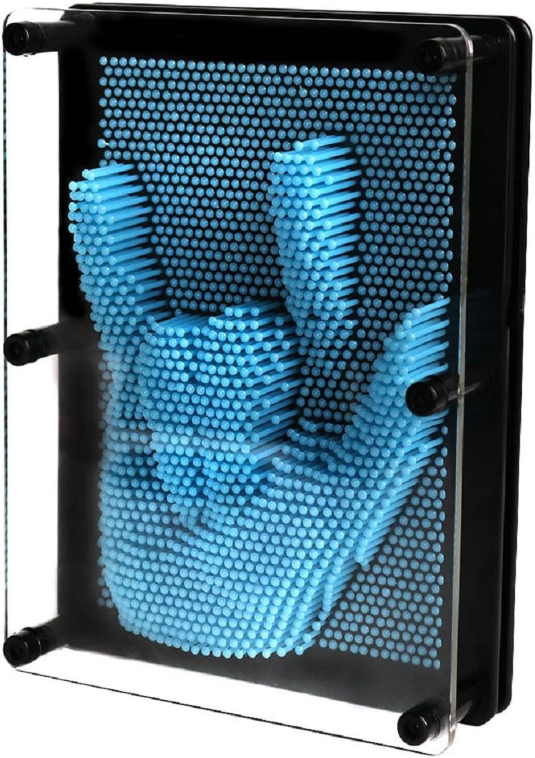 Classic 3D Clone Pin Art Board Novelty Toy Pin Point Impression Art Sculpture Pin Model, Home Office Desktop Toys for Kids Children Adults, Large Size, Blue