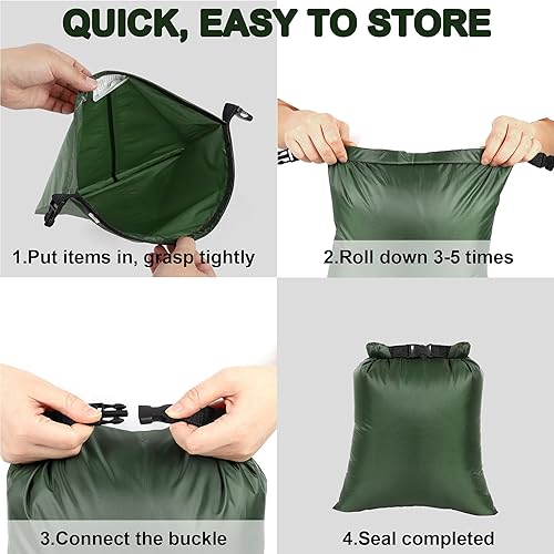 Miniatura 4 de Juego de bolsas secas impermeables, 5 paquetes de bolsas ultraligeras impermeables, bolsas pequeñas a prueba de agua, bolsa seca al aire libre,