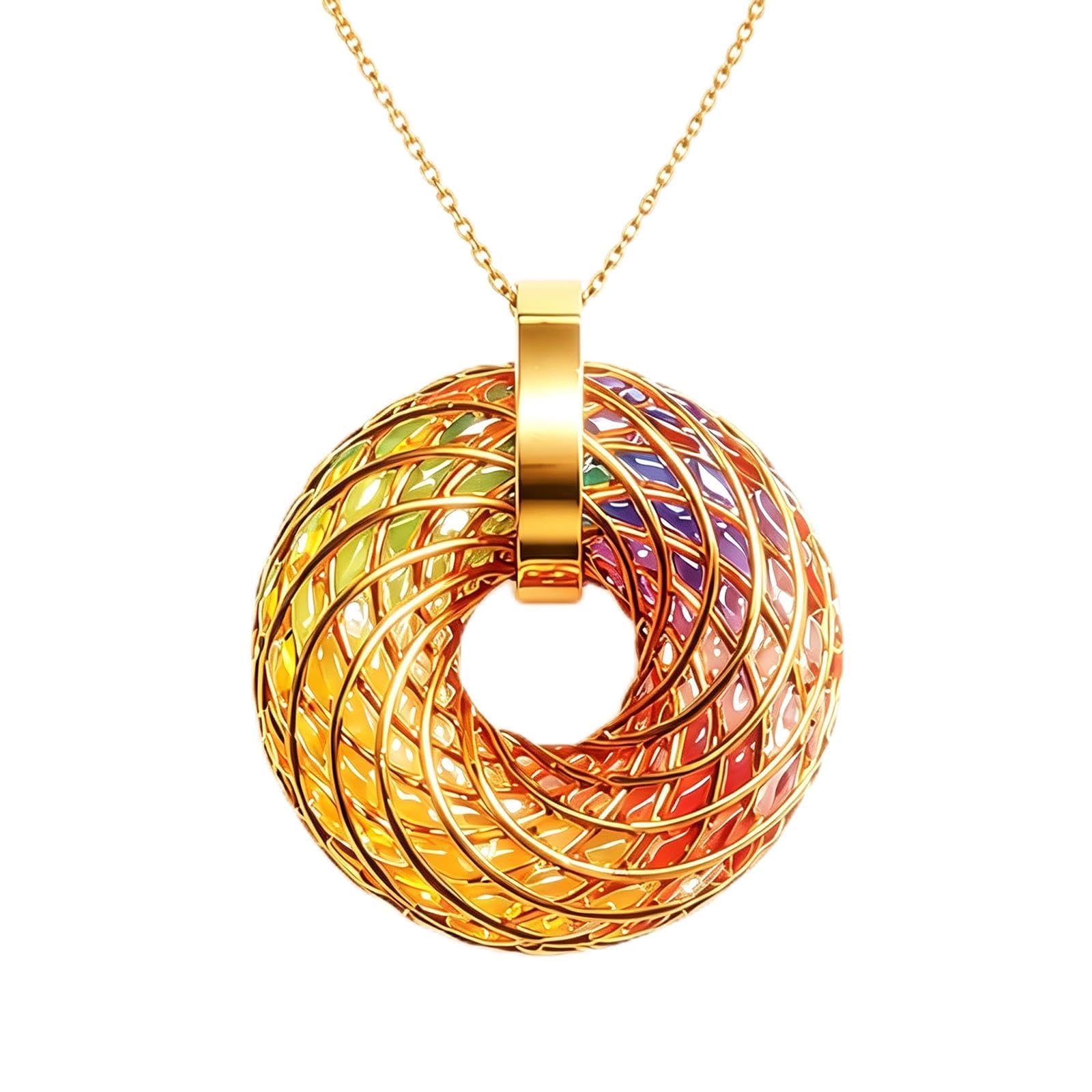Pendant Rodin Coil Necklace, Seven Chakras, 1.77" Double Vortex Spiral