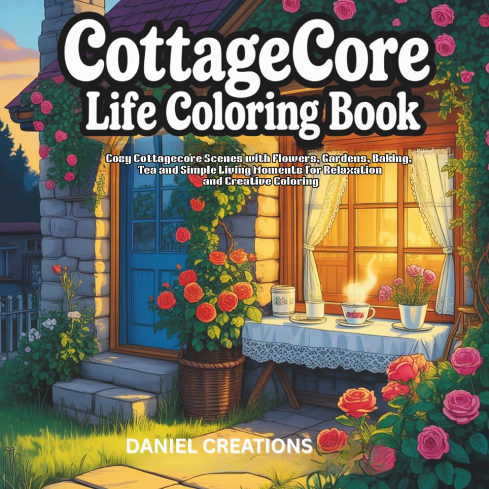 Cottagecore Life Coloring Book: Cozy Cottagecore Scenes with Flowers, Gardens, Baking, Tea and Simple Living Moments for Relaxation and Creative Coloring