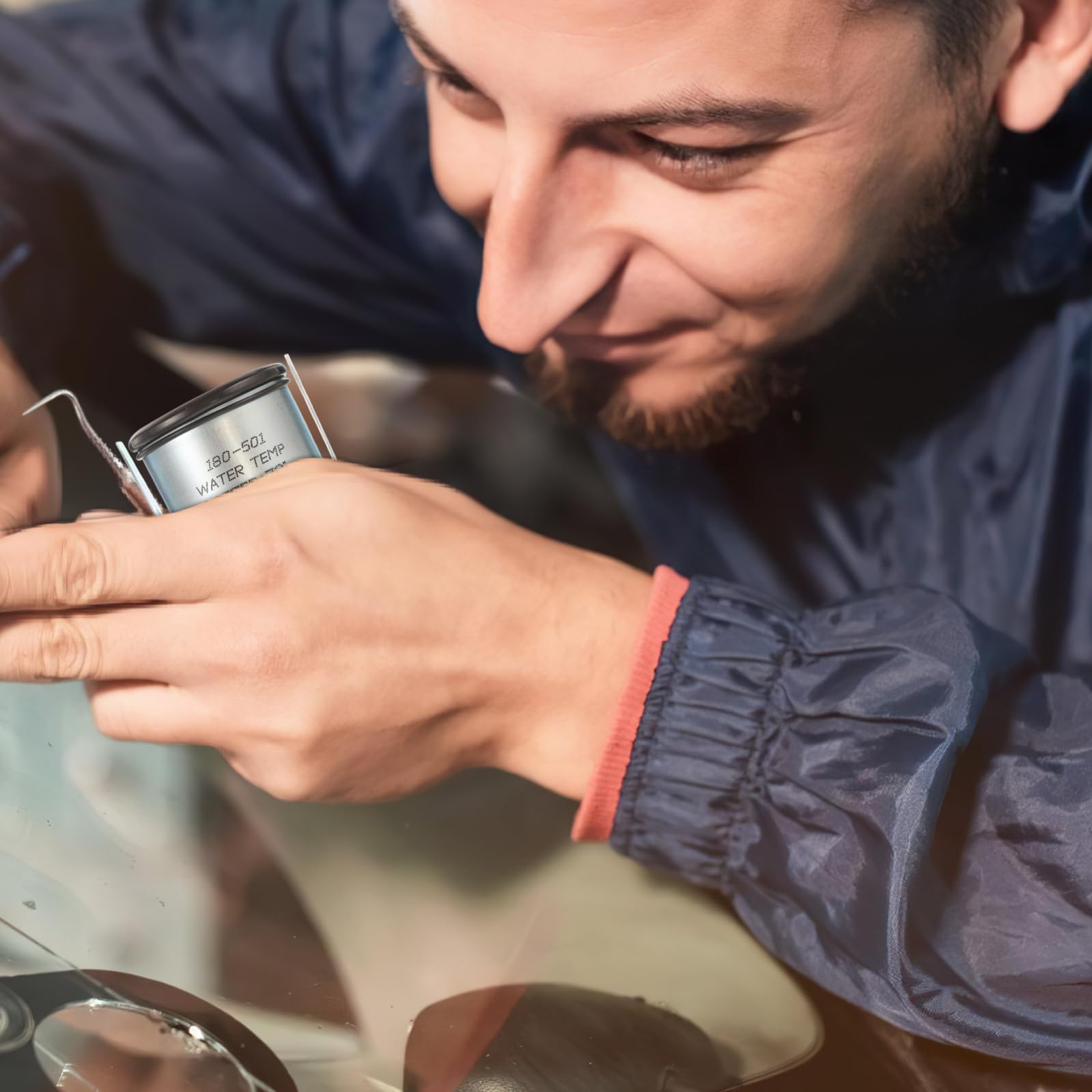 SOLUSTRE Termometro Acqua per Auto Meccanico 52mm con Sensore Temperatura, Custodia in Metallo e Abs, Protezione Motore Affidabile, per Veicoli e Fai-da-te