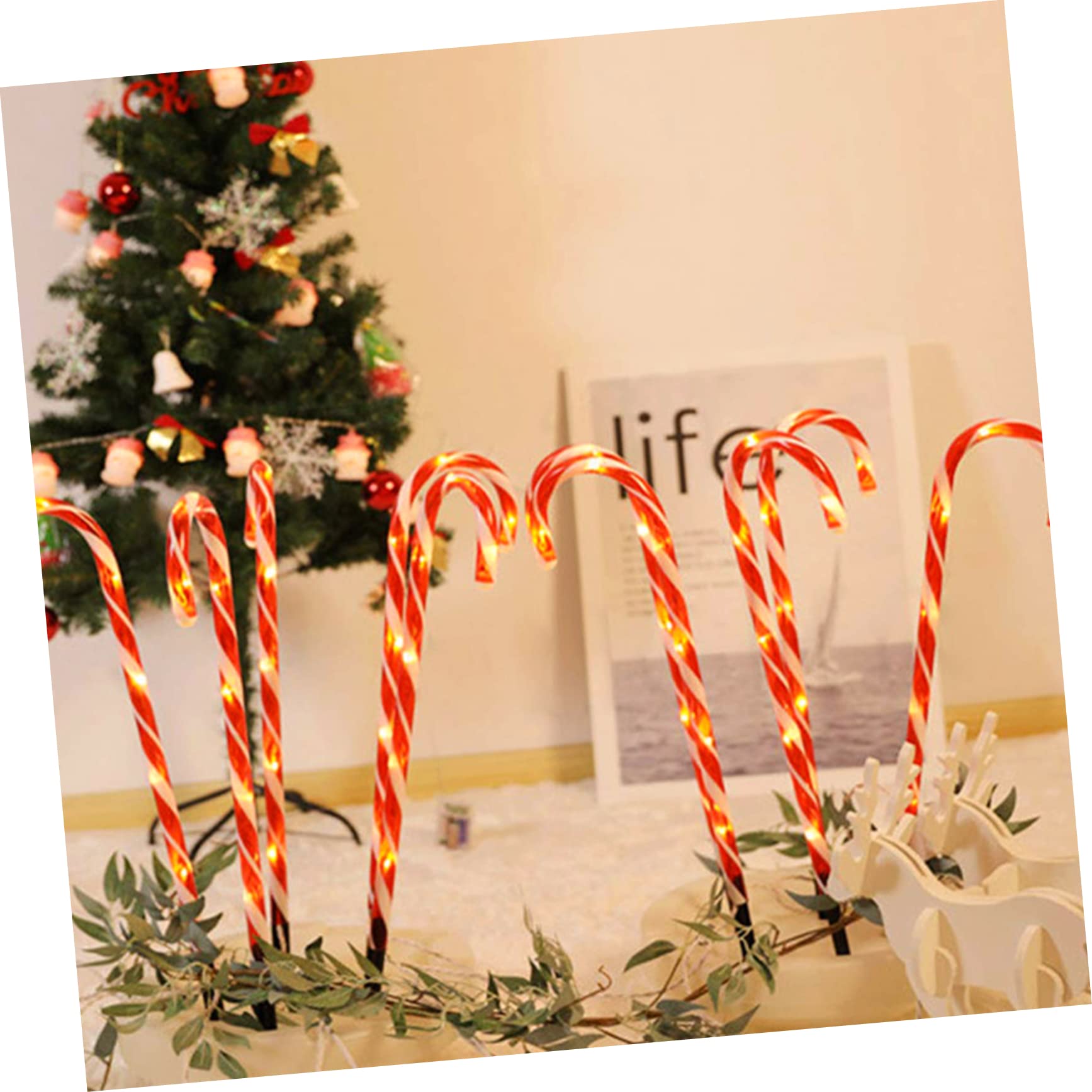 SOLUSTRE 1pc Candy Cane String Light Festive Christmas Decoration for Home Party Tree Easy to Use Energy Saving Adornment Red