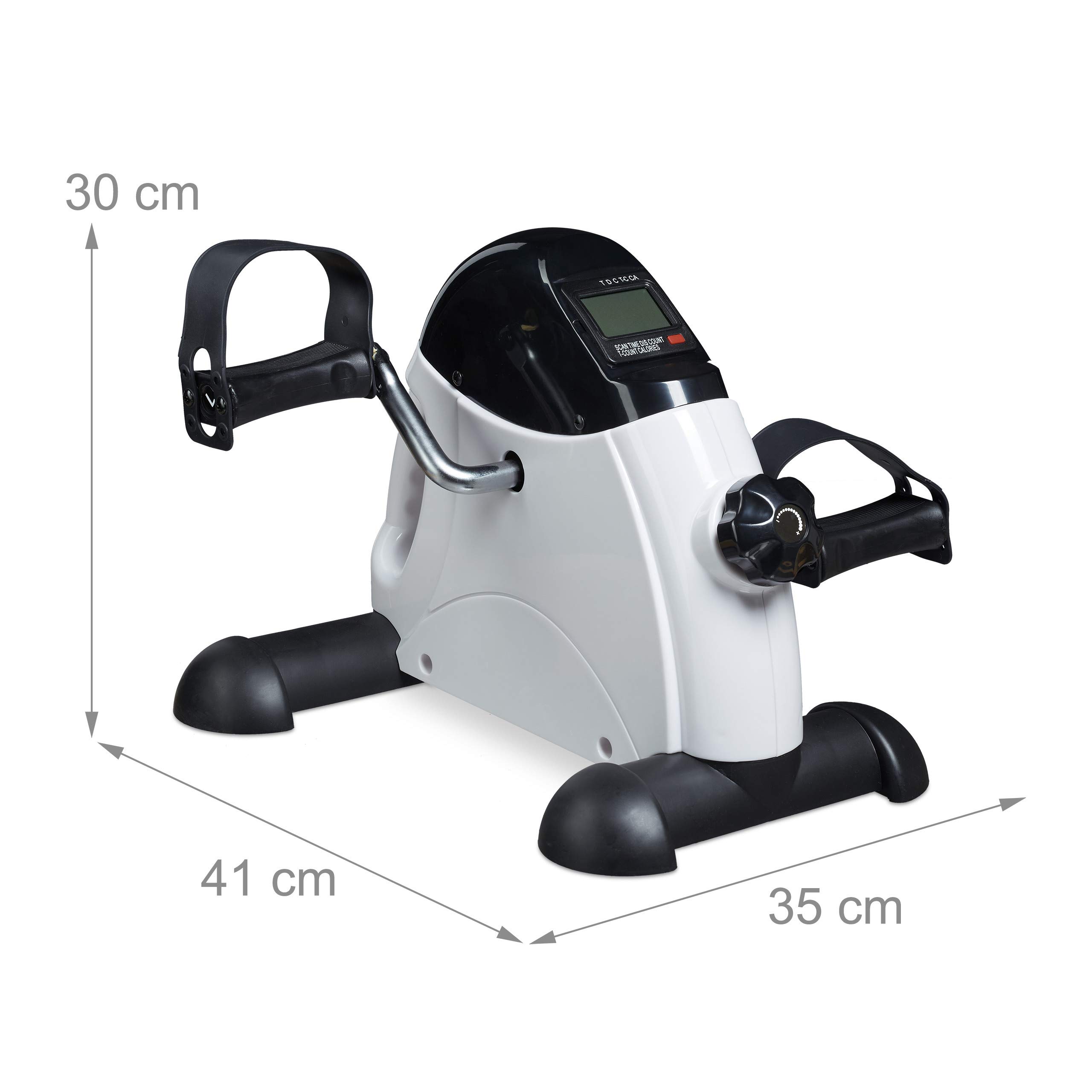 Relaxdays Mini Cyclette da Casa o Ufficio per Allenamento di Braccia e Gambe, per Anziani, HLP: 30X35X41 cm, Bianco/Nero