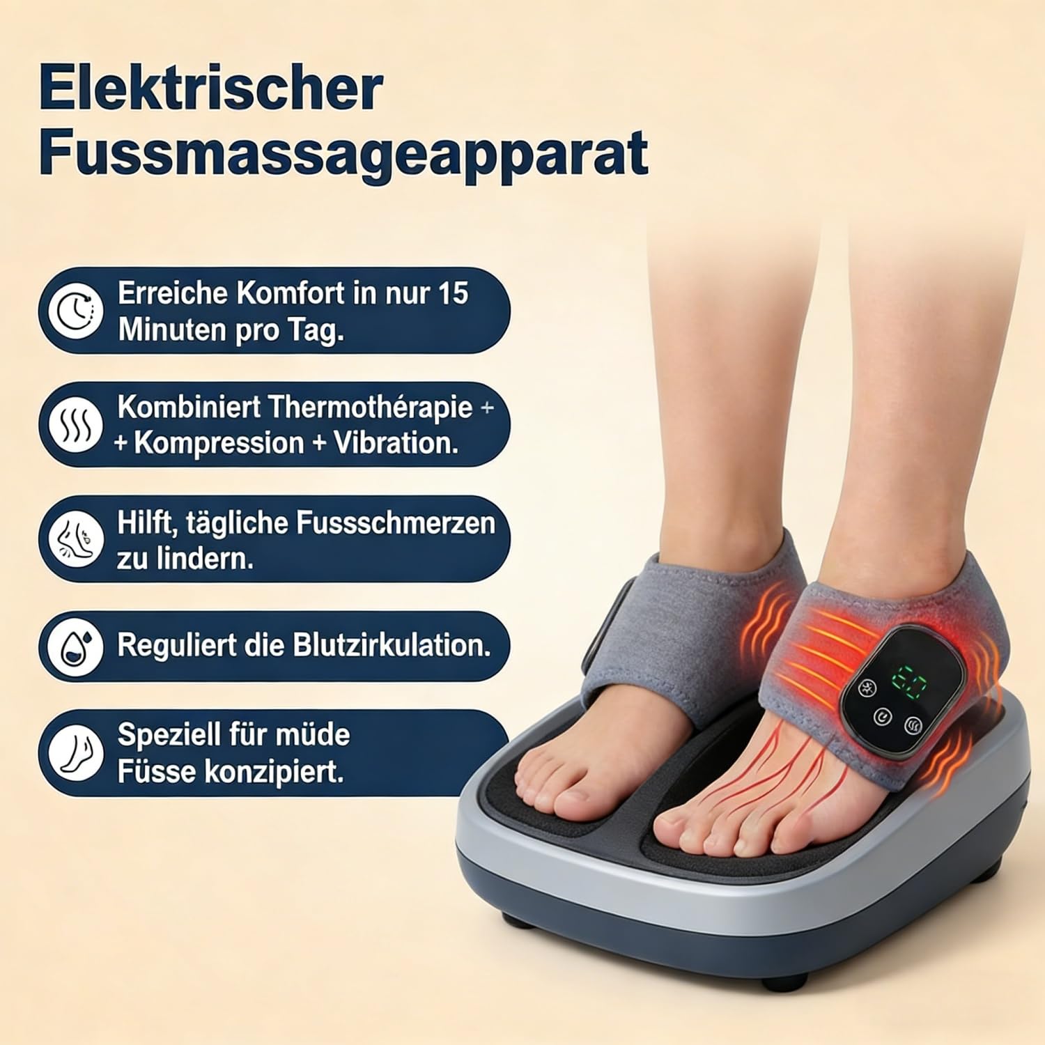 Fussmassagegerat Elektrisch Testsieger 3-in-1,Kabelloser Massager für Füße und Knöchel, Testsieger bei Neuropathie-Schmerzen (2 Stück)