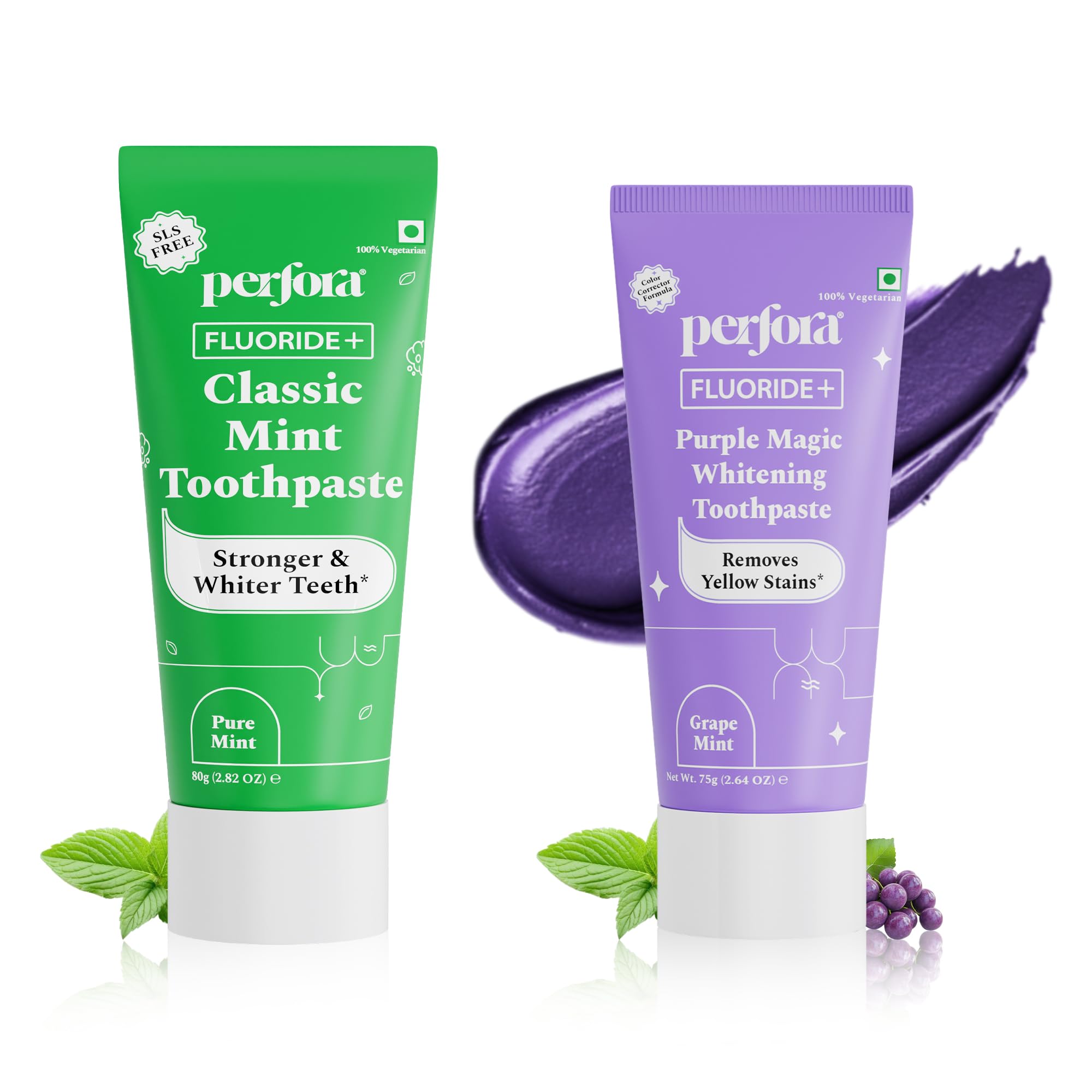 Perfora Teeth Whitening Toothpaste Combo | Classic Mint & Purple Toothpaste | SLS free | Enamel-Safe & Sensitivity-Free | For Cleaner and Stronger Teeth-image-42