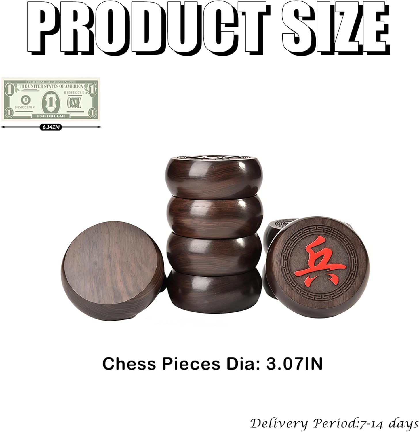 Natural Wood Chinese Chess, Xiangqi Gift Set - Travel Games Sets with Board Games Gift, Xiang Qi Game & Pieces, Chinese Decor & Gifts, Chinese New Year Decor (Small)