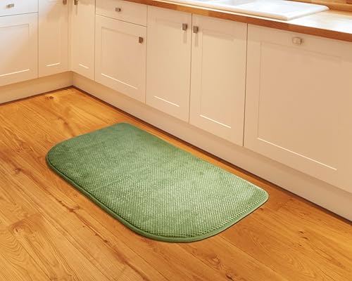 Miniatura 2 de Tapete de cocina con respaldo antideslizante de espuma viscoelástica de felpa suave, 18 x 30 pulgadas, color verde