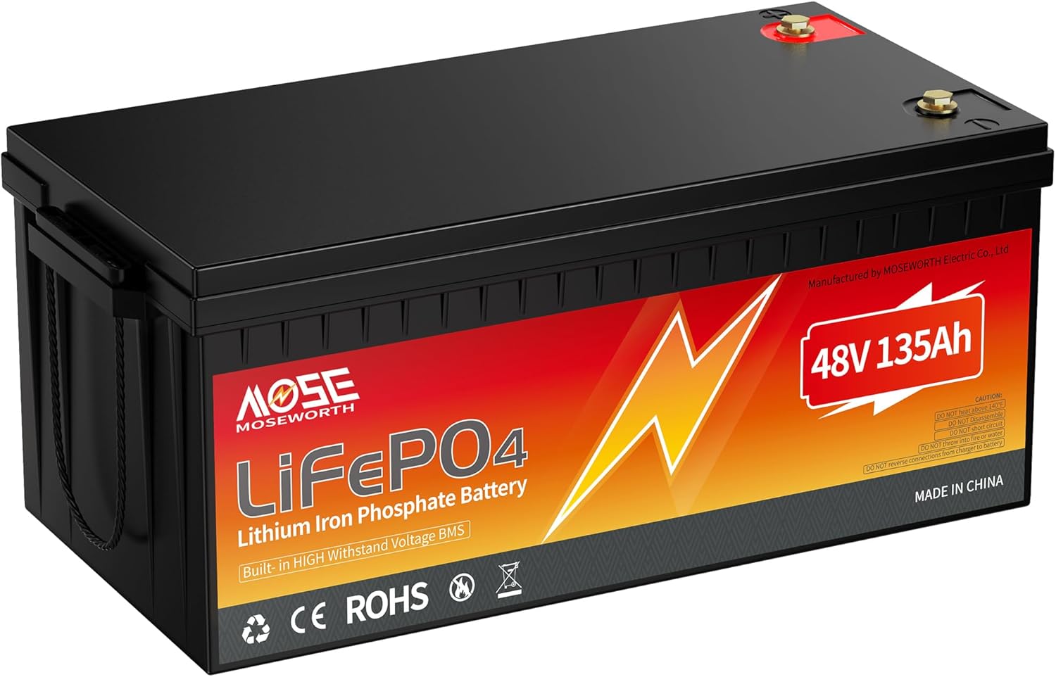 MOSEWORTH 48V 135Ah LiFePO4 Lithium Battery