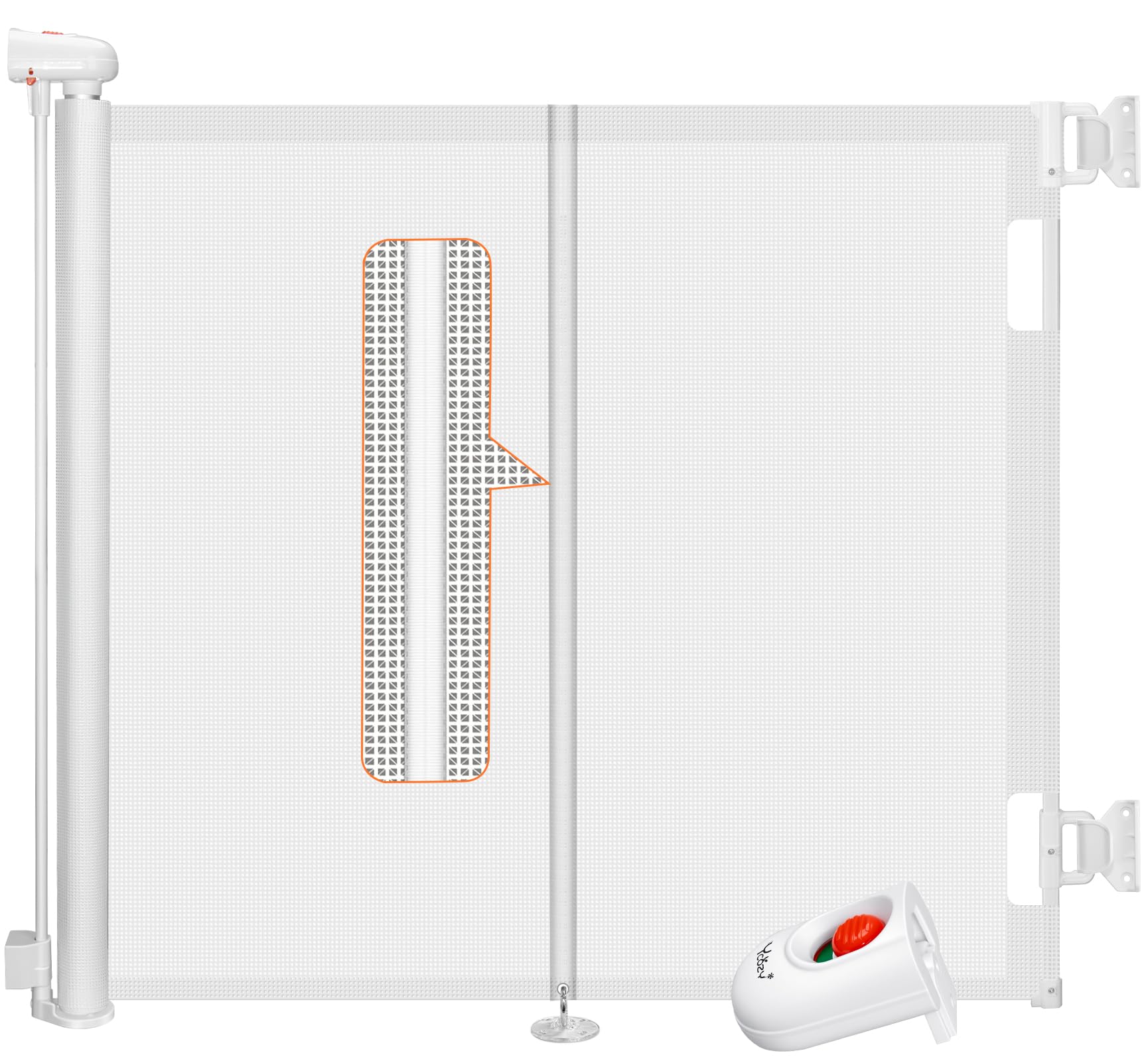 Ycozy 2026 Aufgerüstet Treppenschutzgitter 0-150cm Türschutzgitter Ausziehbar mit Stützstangen Treppenschutzrollo Einhändiges Öffnen Kinderschutzgitter Türgitter Baby Hunde Absperrgitter Treppengitter