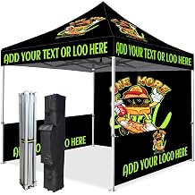 Custom Canopy Tent 10x10 with Logo- Pop Up Canopy Tent 10x10 with Logo for Outdoor Events - Custom Prints of Your Branding, Durable, Weather-Repellent 1 Full Wall + 2 Half Wall