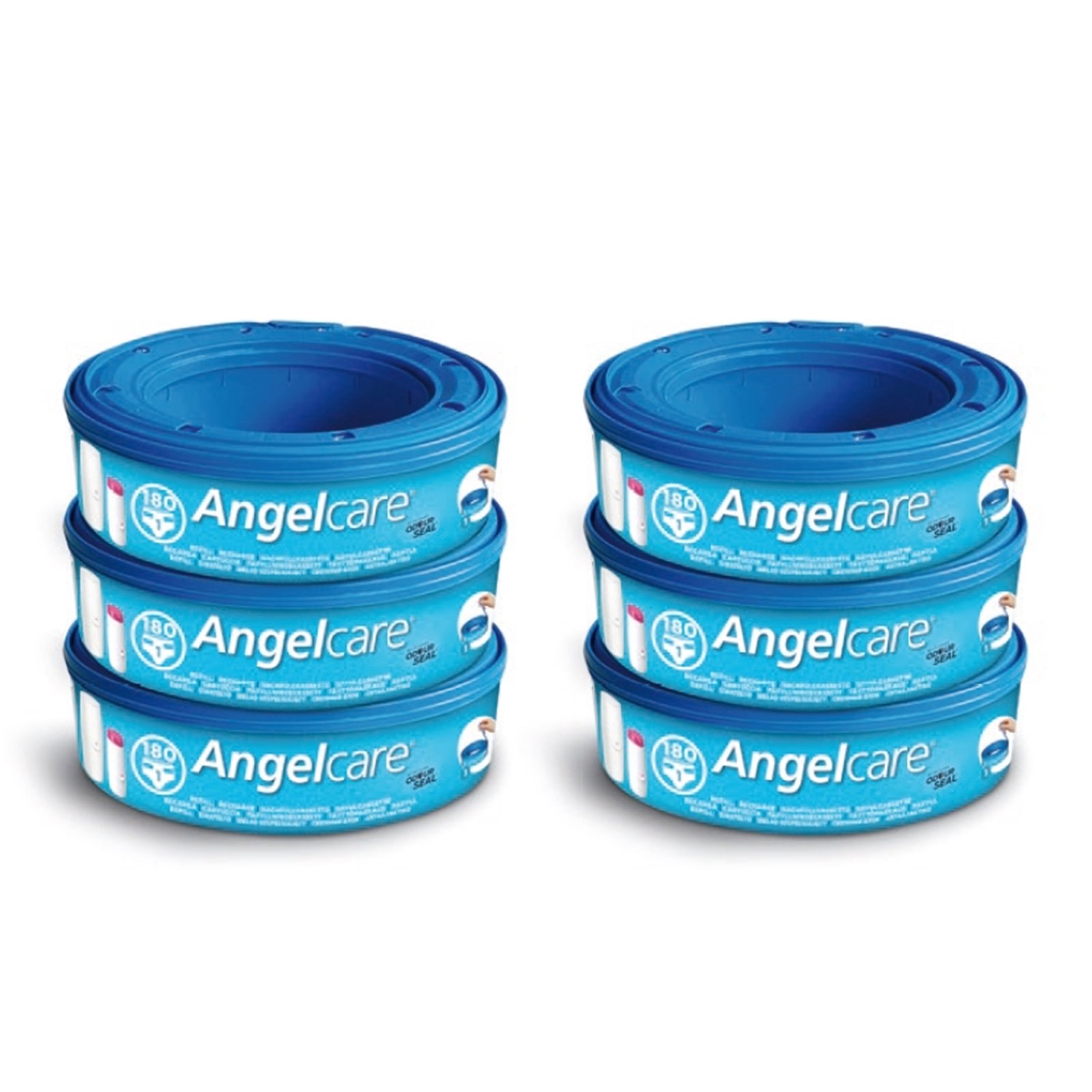 AngelcareNappy Bin with Refill Pack - 180 Nappies, Air-Seal Technology, Antibacterial, Compatible with Angelcare Classic and Mini