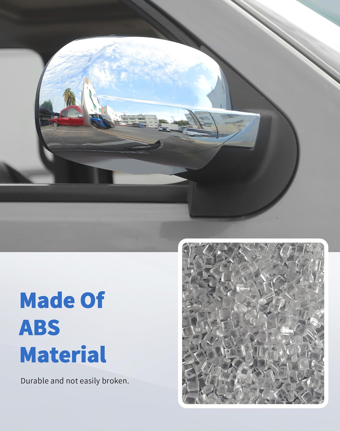 Rearview Mirror Fully Caps Covers Compatible with 2007-2014 Chevy Silverado GMC Sierra Avalanche Tahoe Suburban Yukon Escalade ESV Left Right Side View Upper Mirror Cover Caps, Chrome