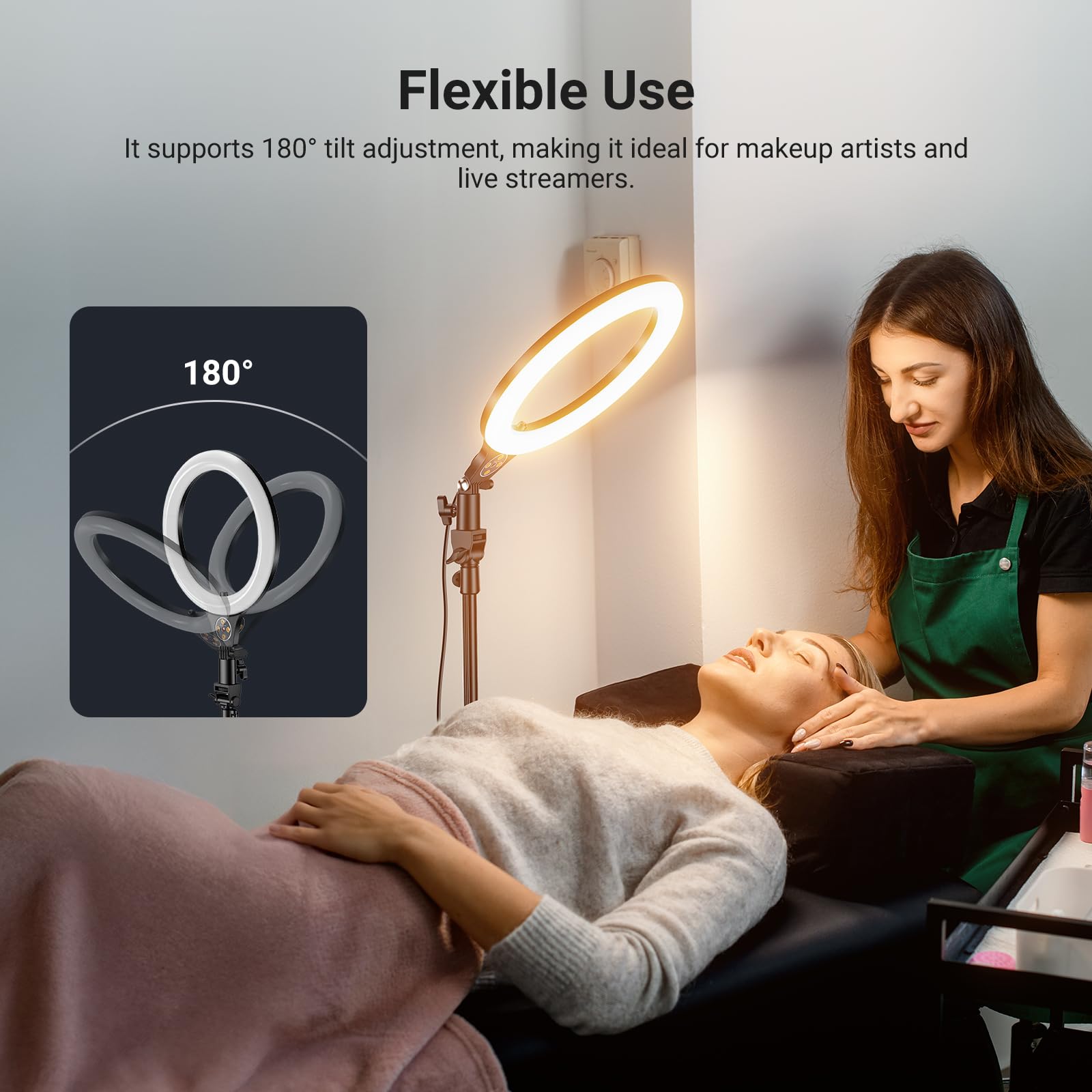 NEEWER Entry Level 10,5" 10 W, lampa pierścieniowa ze statywem 168 cm, uchwyt na telefon, kompatybilny z iPhone'em, dwukolorowe oświetlenie LED CRI85+, do nagrywania i strumieniowego przesyłania wideo