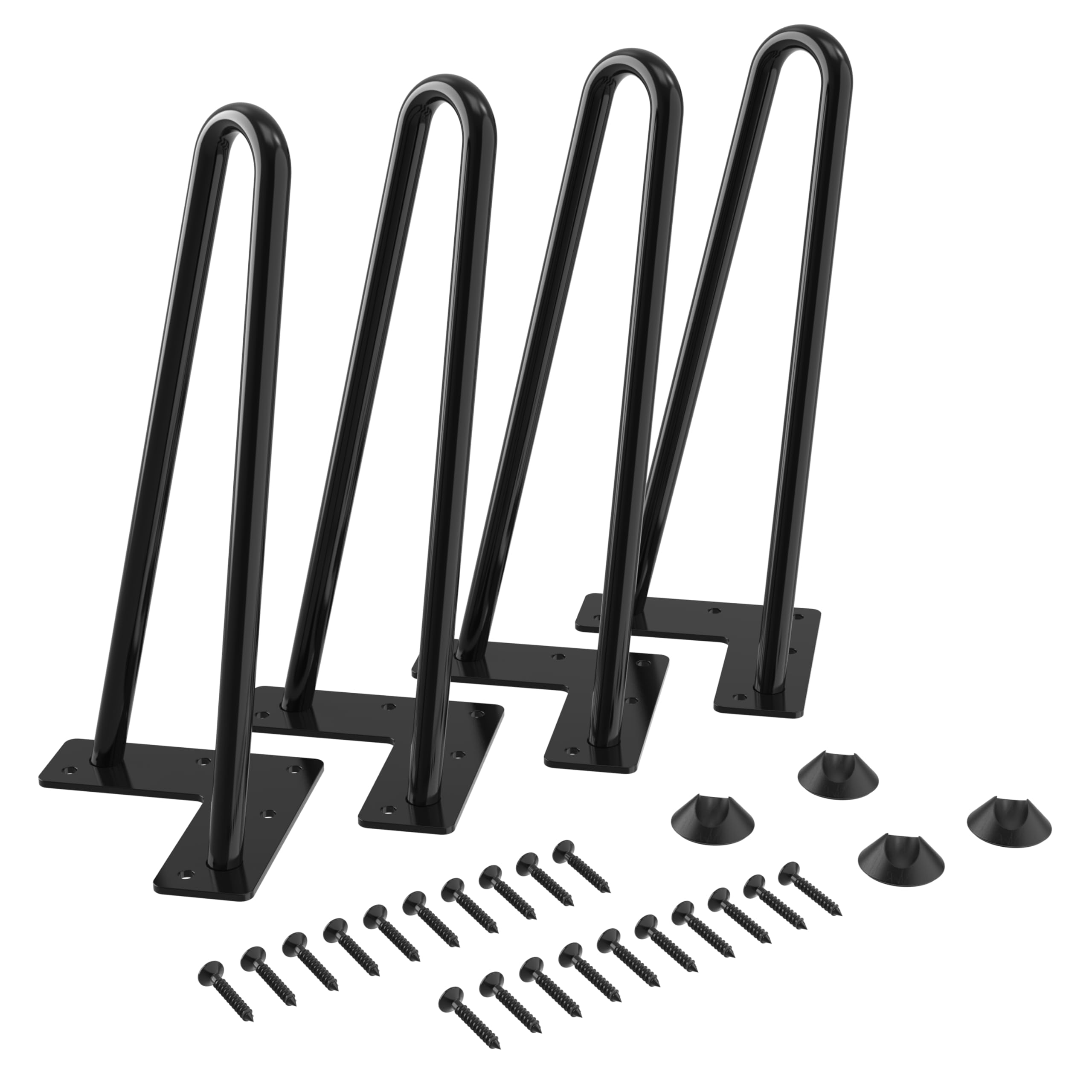 WINSOON 23CM Patas de Mesa 4pcs Patas Mueble, Moderno Industrial Negro con Protectores Suelo, DIY Muebles de Mesa de Metal de Las Piernas