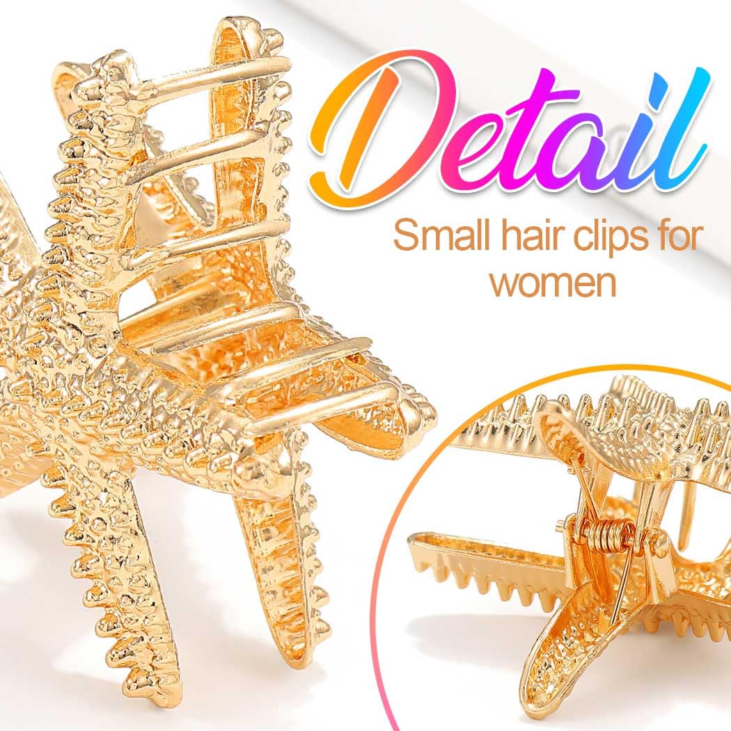 Fashey Starfish Claw Clips Gold Metal Hair Clips Seashell Hair Claw Clips Mermaid Hair Accessories for Women (Gold)