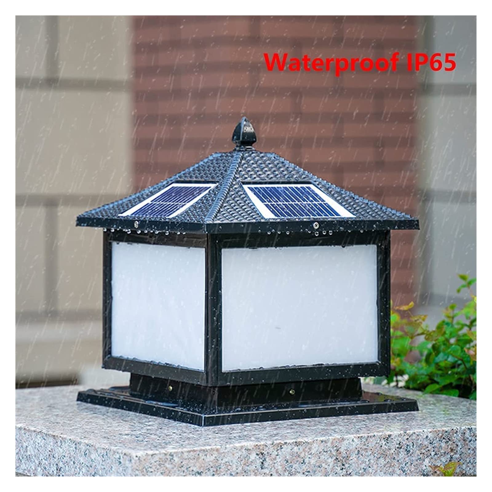 Lampy Zewnętrzne Na Słupach Oświetleniowych, Lampy Na Podwórku, Lampy Solarne Na Słupach Aluminiowych, Lampy Słupkowe, Lampy Na Słupkach Ogrodzeniowych, Lampy Zewnętrzne(Noir-Wysokość 35 Cm)