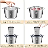 IMURZ Mini procesador de alimentos pequeño, picador eléctrico de alimentos, picadora de carne (batidora de mesa), mini picadora de cocina de 300 W, para verduras, frutas, cebollas, ajos, 2 tazas