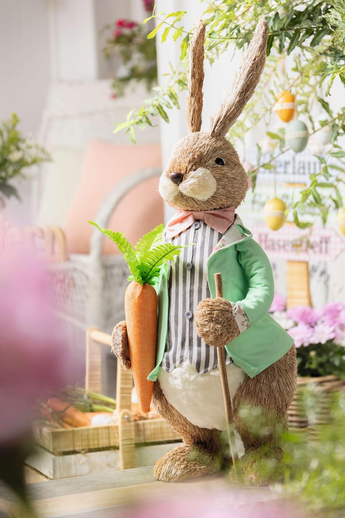 Dekoleidenschaft große Dekofigur Herr Hase 75 cm hoch, Osterhase, Osterdeko, Hasendeko
