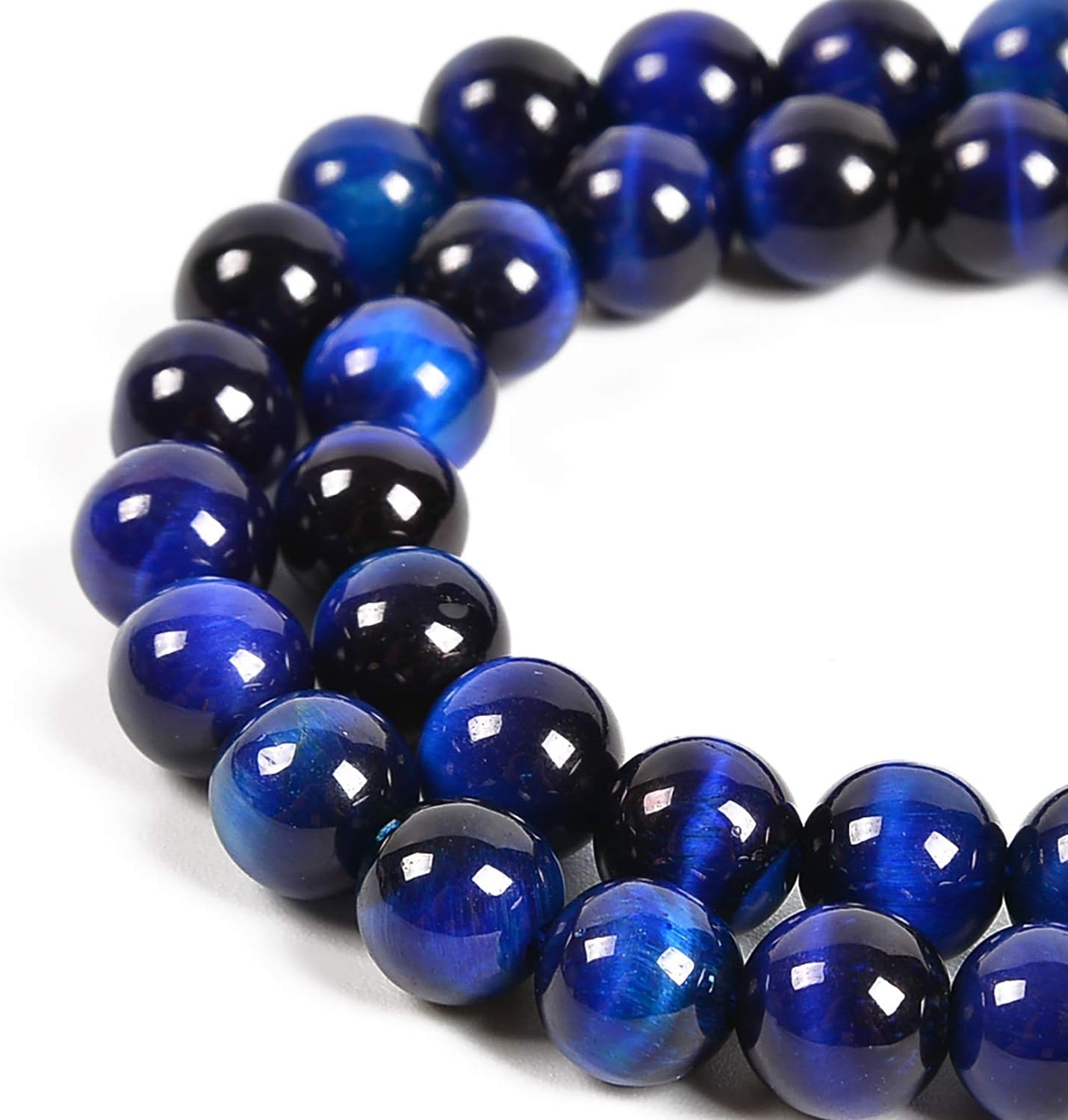 45pcs 8mm Natural Sapphire Tiger's Eye Gemstone Round Spacer Loose Stone Beads for Jewelry Making 15.5" 1 Strand (Sapphire Tiger's Eye, 8mm 45Beads)