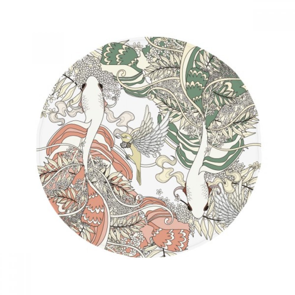 Tapis Ukiyo-E carpe oiseaux rond 50cm antidérapant cuisine et salon