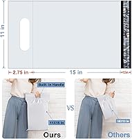 Vista 2 de Poly Mailers 11×15 pulgadas con asa, envío sobres bolsas con auto-adhesivo