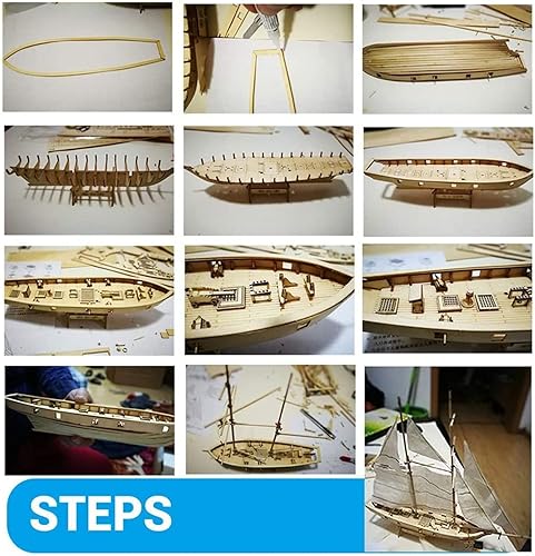 Miniatura 2 de Kits de barcos de madera para construir para adultos, kit de modelo de barco de madera, escala 1/100, kits de barcos de vela de madera para