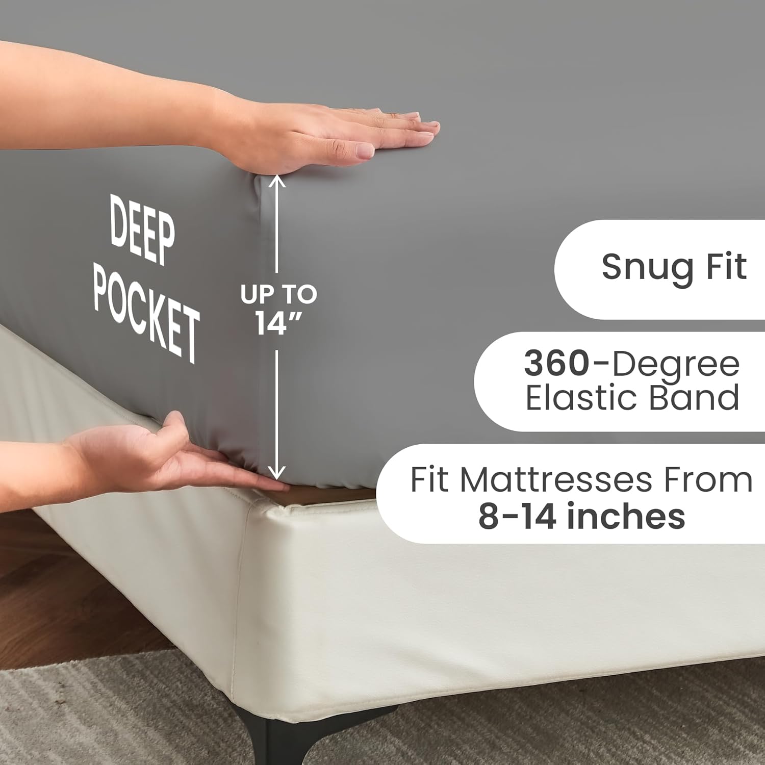 Heated Mattress Pad Full Size + Brushed Microfiber Fitted Sheet Full Gray