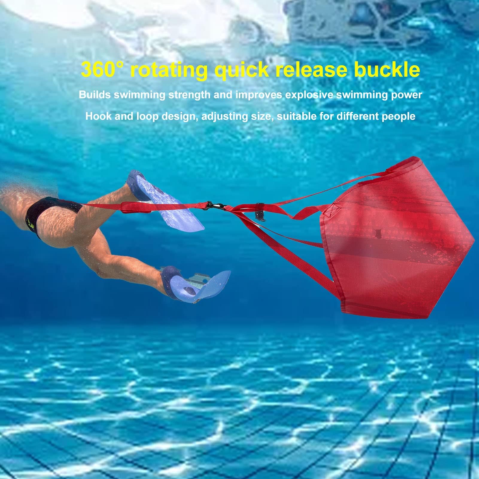 Schwimmwiderstands Fallschirm, 360¡ã Rotation, Schwimmkrafttrainer, ausdauernder Training f¨¹r Schwimmer, Fitnessbegeisterte, Reha-Patienten und Wasser-Sportler