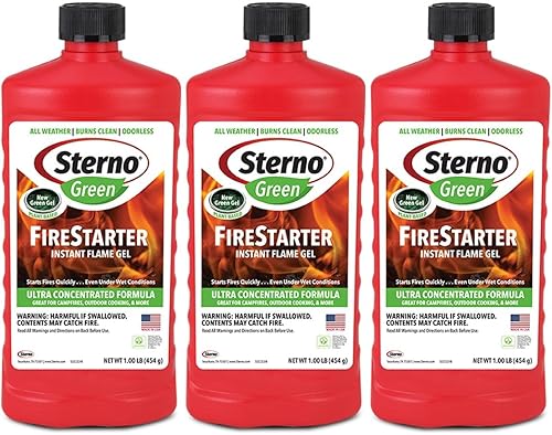 Sterno Fire Starter, etanol - Firestarter - Gel de llama instantánea - Combustible ultraconcentrado para fogatas o chimeneas - Quemador de etanol