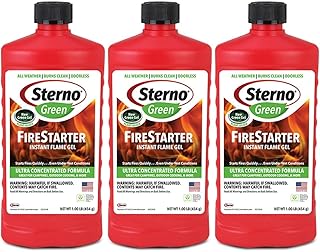 Sterno Fire Starter, Ethanol - Firestarter Instant Flame Gel - Ultra-Concentrated Fuel for Camp Fire or Fireplace - All-Weather Ethanol Burner for Indoor & Outdoor - 16 Oz Each, Pack of 3 Bottles