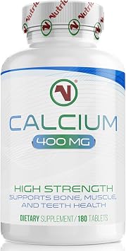 Calcium 400mg Tablets | 180 Vegan Tablets   6 Month Supply | Slow-Release Calcium Carbonate for Bone, Muscle & Teeth Health | GI and Vegan Friendly