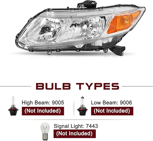 Miniatura 49 de JSBOYAT Conjunto de faros delanteros para Honda Civic 4Dr Sedan 2012-2015 2012-2013 Honda Civic 2Dr Coupe OE Style (Faro izquierdo del conductor)