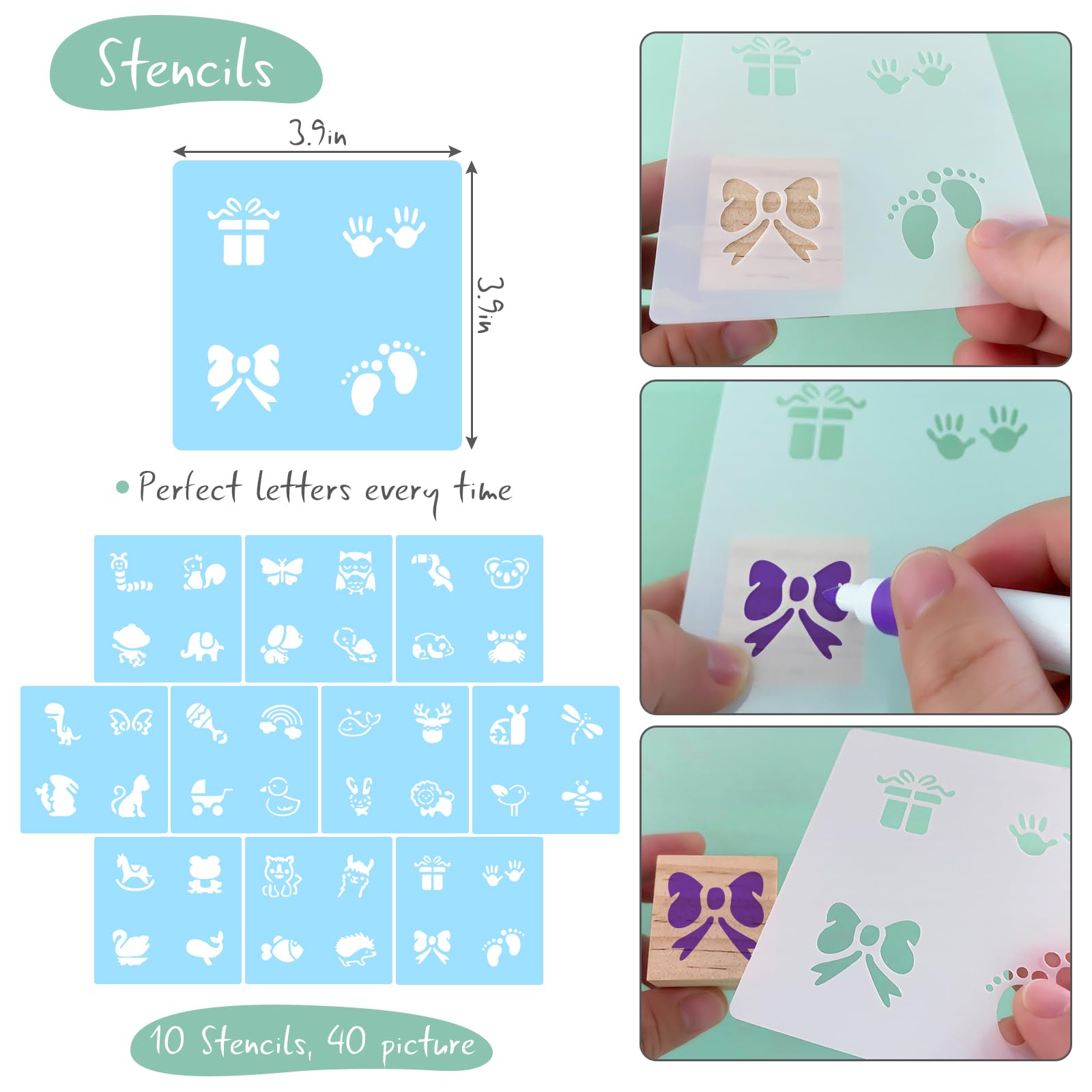 Baby Shower Block Games Sign Kit - 117 Pcs, 80 Wooden Blocks, 36 Acrylic Markers, 12 Colors, Bee Theme, DIY Activity