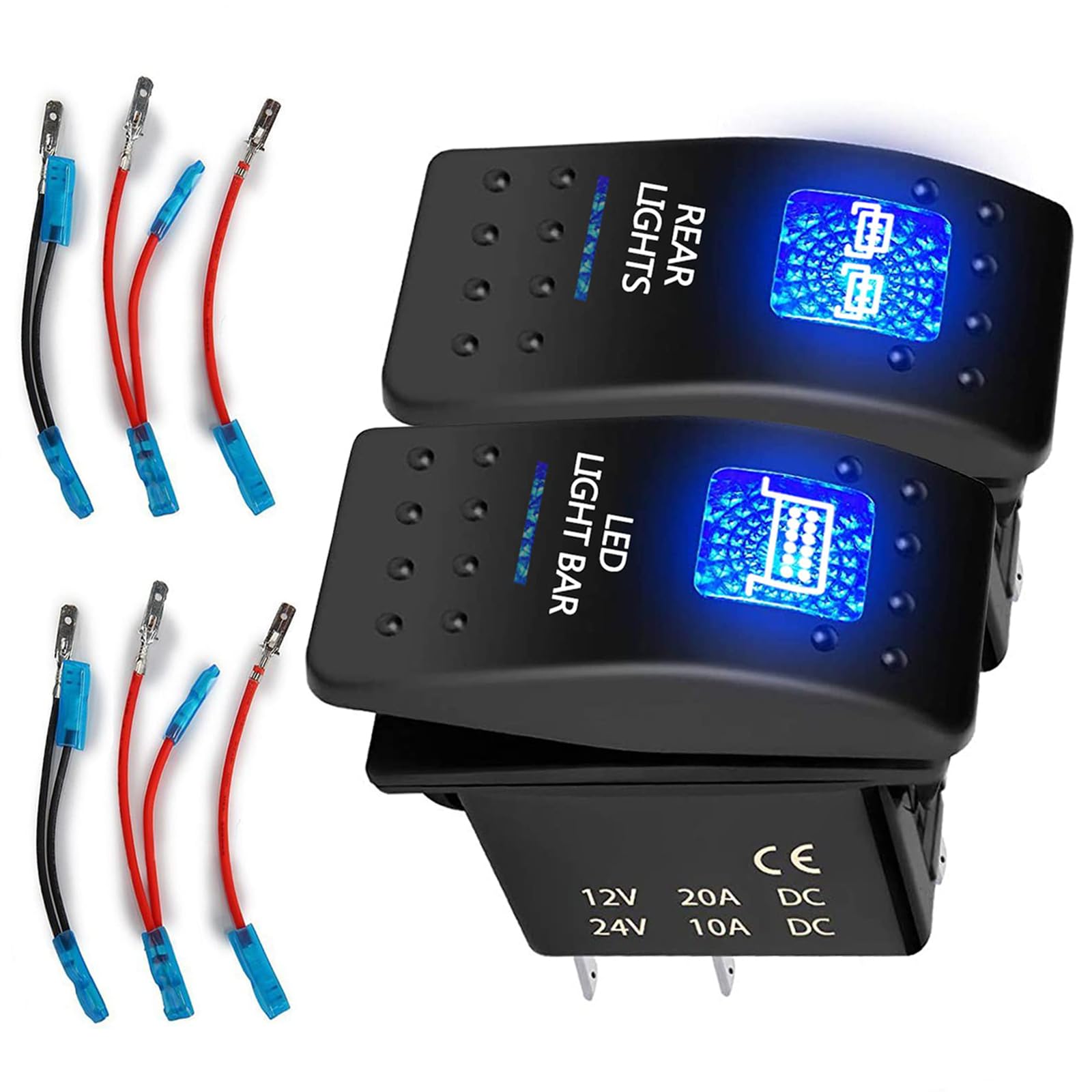 MACHSWON 5-Pin/Blue UTV LED Rocker Switches for Polaris RZR Ranger 570-1000 XP SXS Maverick X3 Pioneer ATV Golf Cart Rear Light Toggle Switch