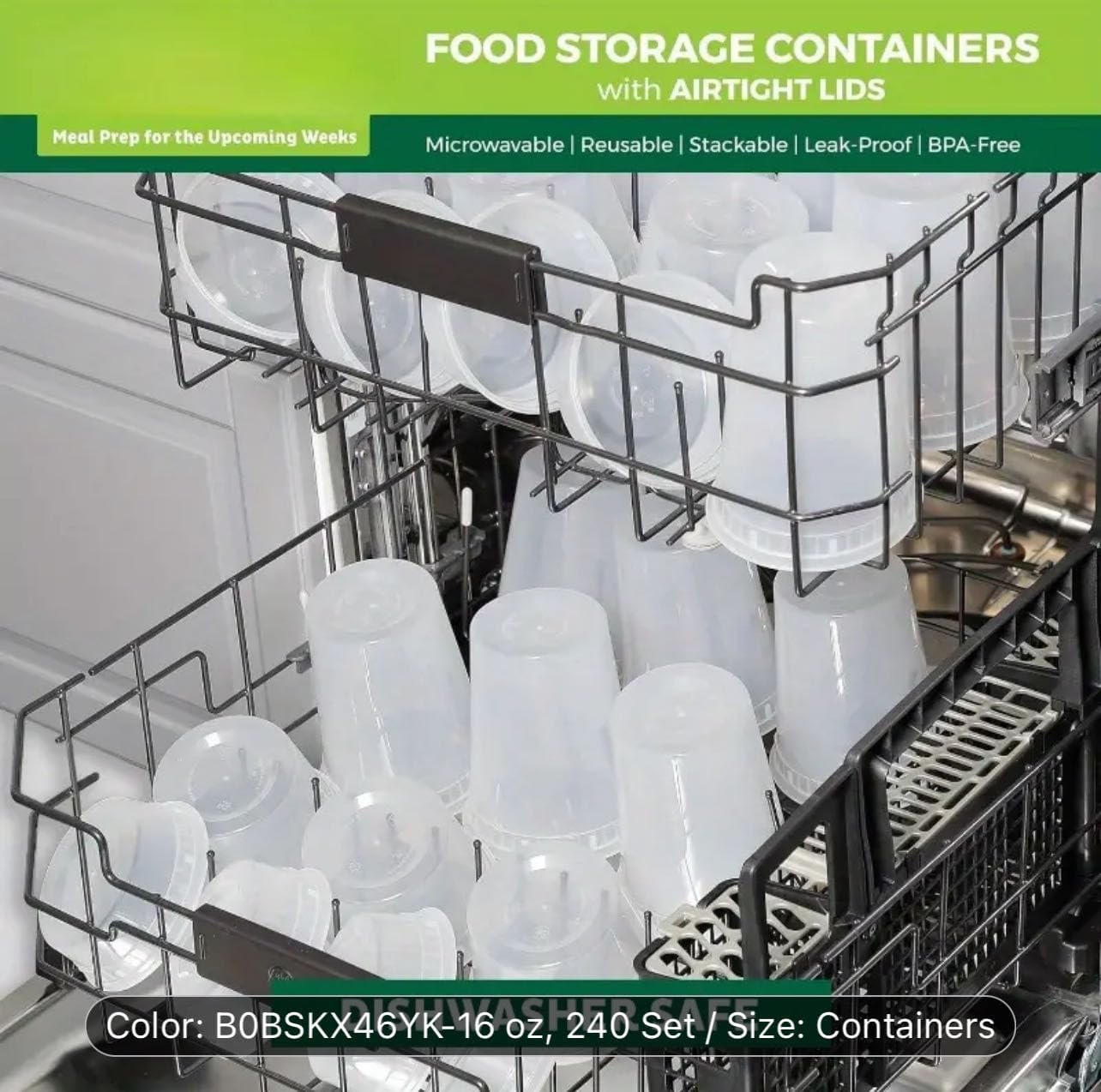 Food Storage Containers [240 Set] 16 oz Plastic Deli Containers with Lids, Slime, Soup, Meal Prep Containers | BPA Free | Stackable | Leakproof | Microwave/Dishwasher/Freezer Safe