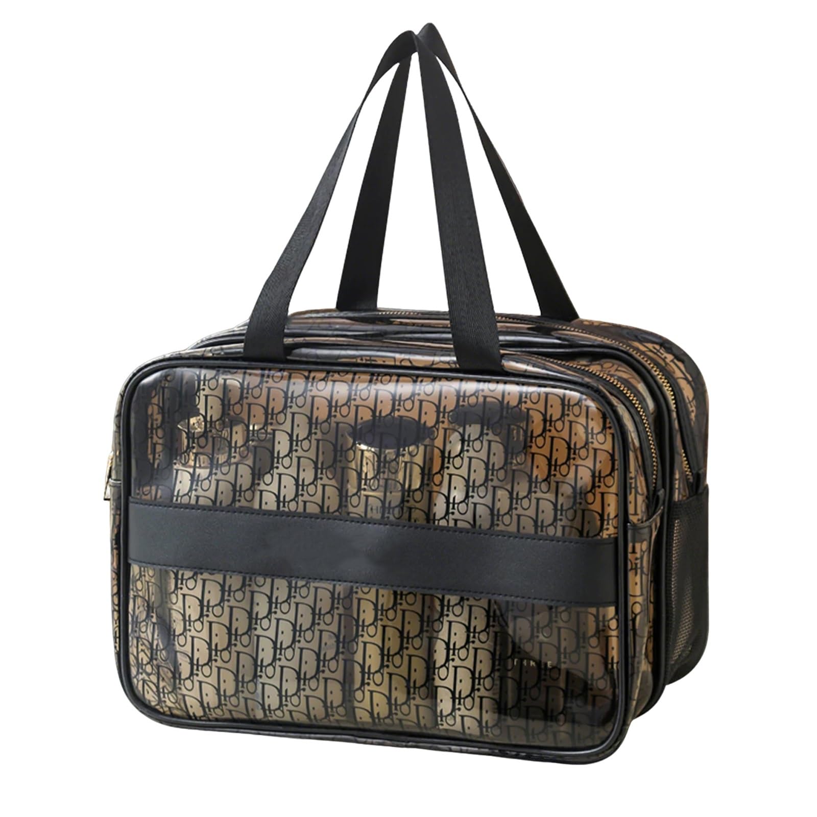 Borsa da Toilette Wash Bag da Travel Kit Viaggio, Trousse Pochette Trucchi Donna per Viaggio, in PVC Trasparente, con Scomparti, Manico Allargato, Cerniera in Metallo, Compatta